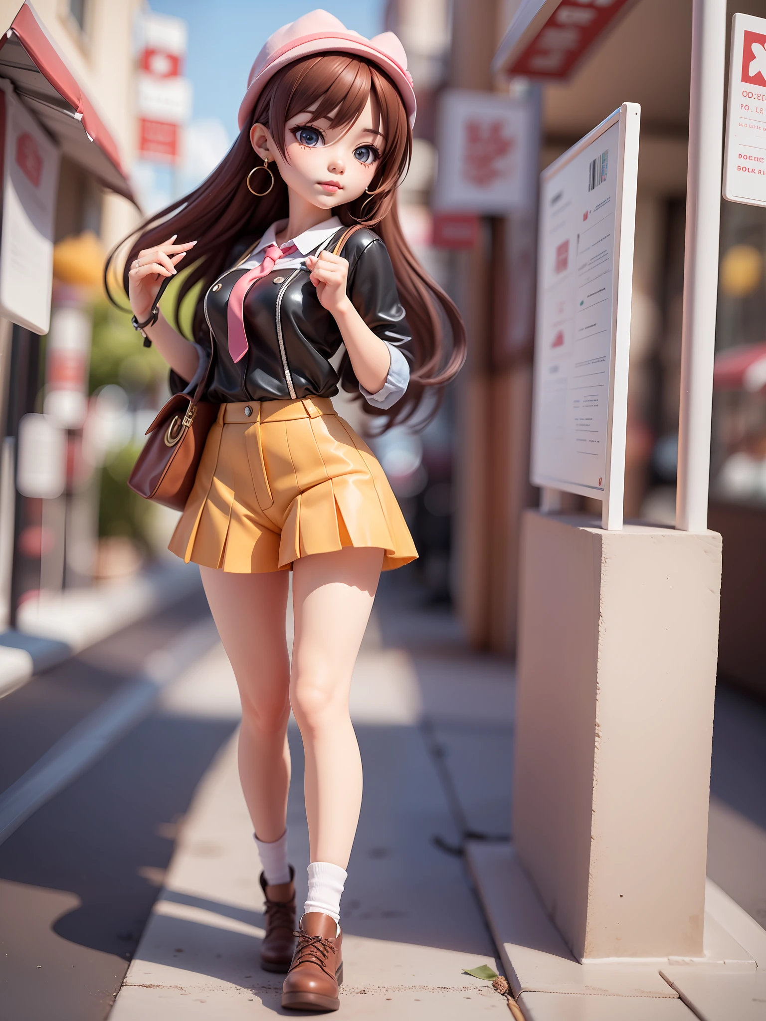 Super cute girl full body 3D drawing，adolable，Pop Mart blind box
