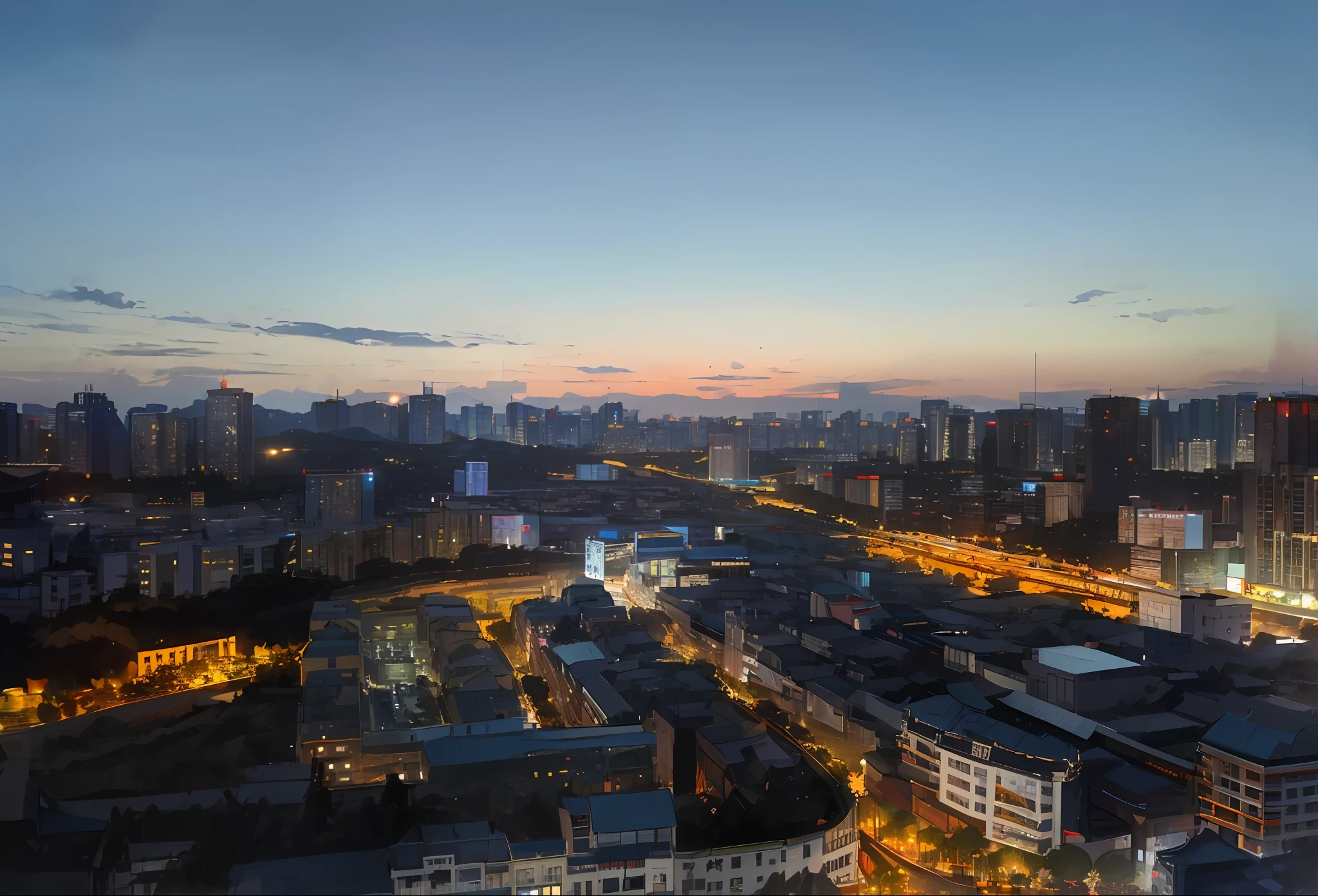 ((at twilight, city night scene), best quality, golden hour in beijing, Ultra-wide scene, turban, wide wide shot, using Sony A7R camera, shenzhen, dynamic angle)