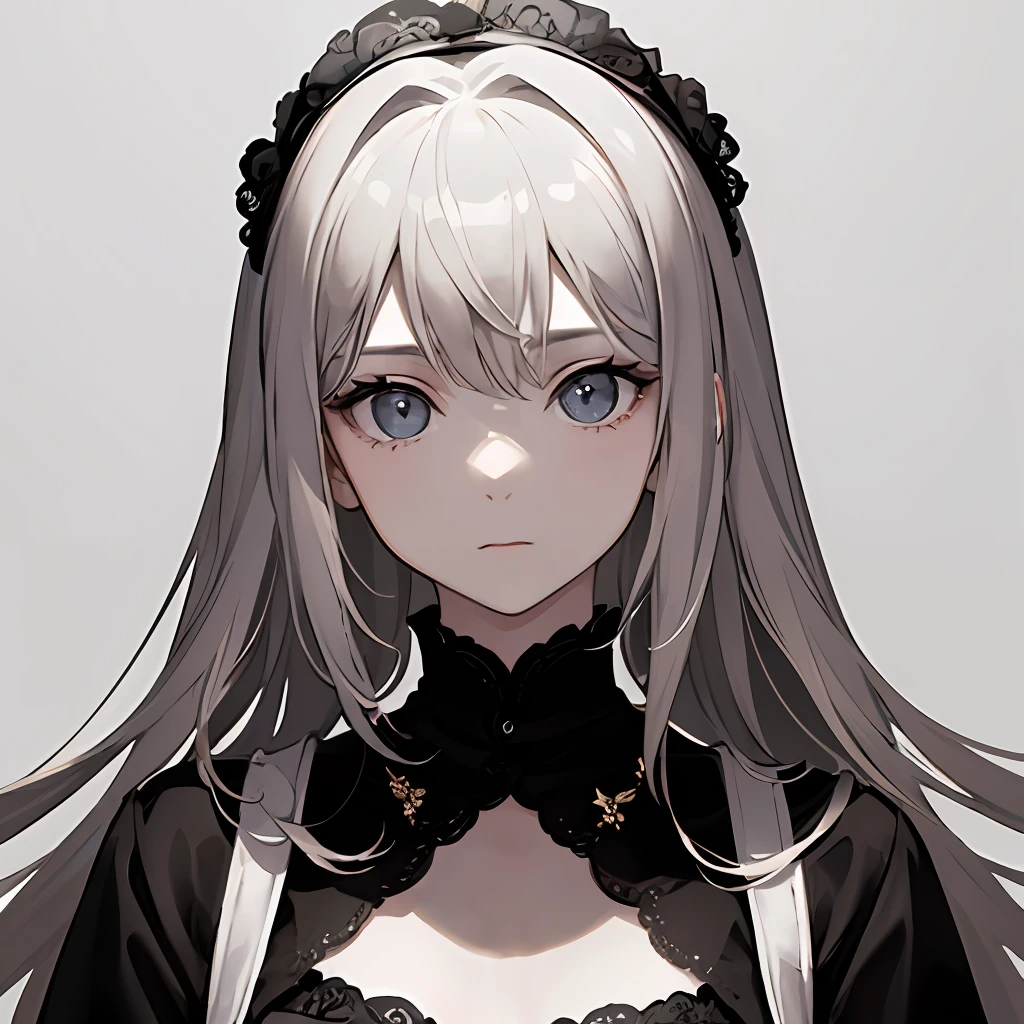 ((Masterpiece, Superb Quality, Super Delicate, High Resolution)), Solo, Pretty Girl, Sparkling Eyes, Perfect Eyes, 15 years old, Black and White Gold theme --auto