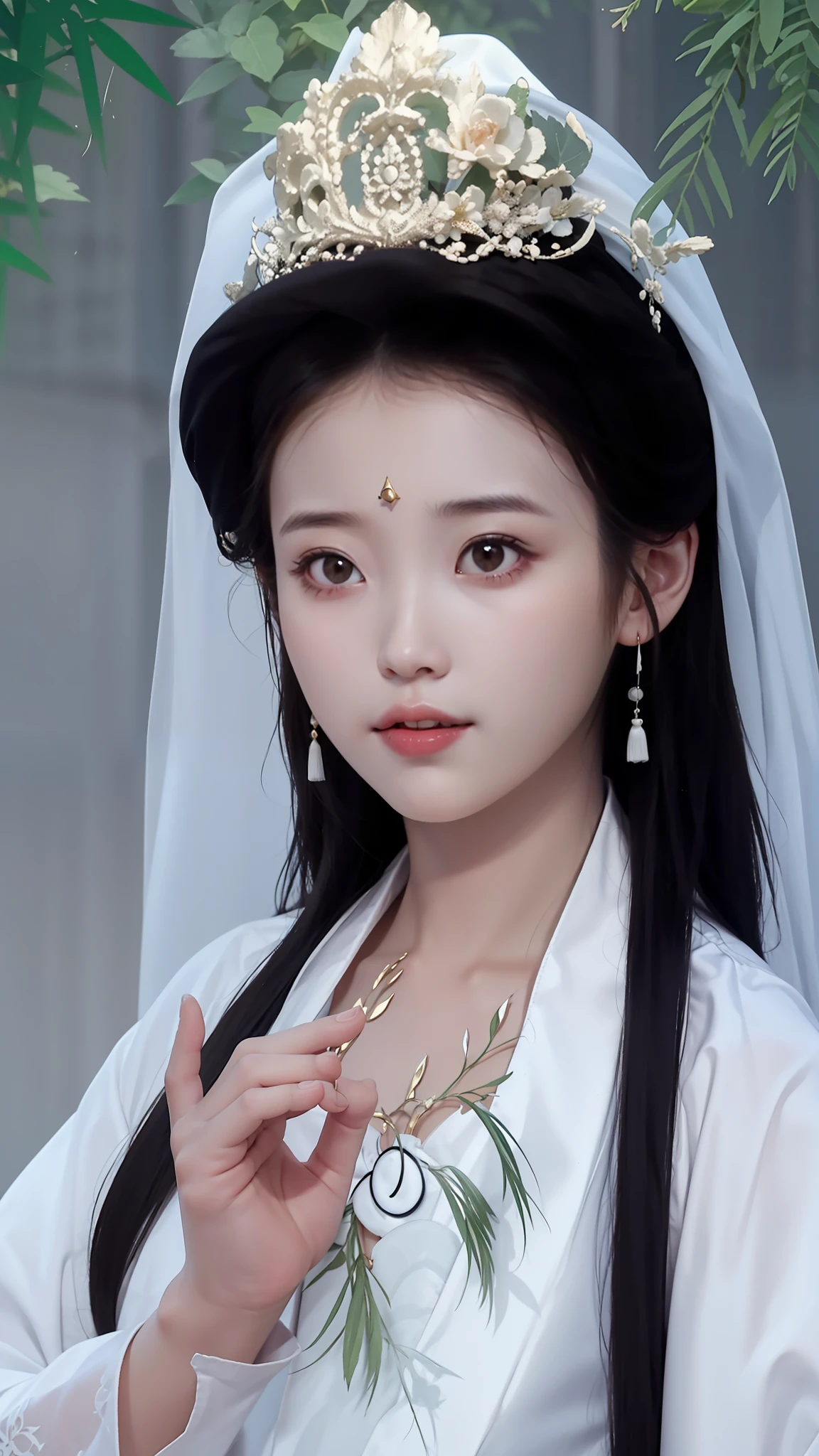 a close up of a woman wearing a headdress and a veil, Traditional beauty, China Princess, ruan jia beautiful!, Xianxia, Palace ， A girl in Hanfu, shaxi, Chinese style, Chinese traditional, queen of the sea mu yanling, Chinese girl, Princesa chinesa antiga, Inspired by Huang Ji, Chinese woman, ancient chinese beauti