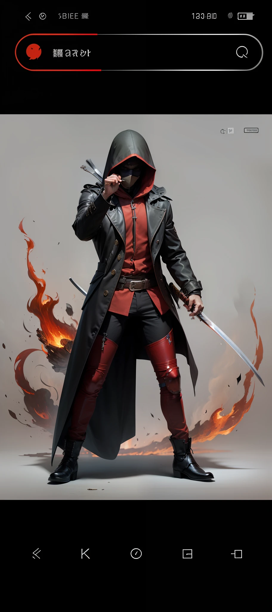 katana swords,hand holdings,down,with fire,red colour