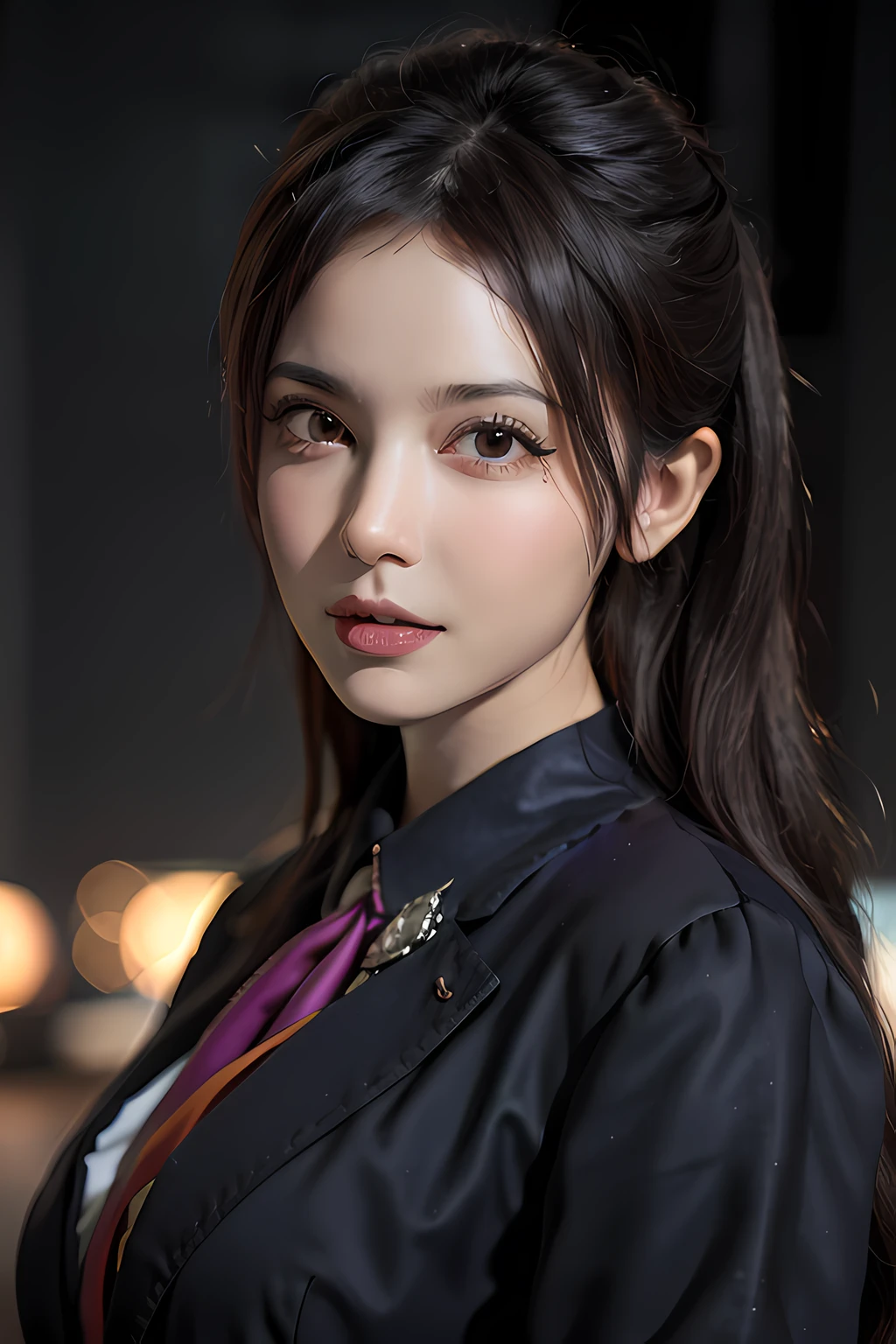 Surrealist portraits of women by David Hockney and Alphonse Mucha,Fantasyart,photographrealistic,动态照明,art stations,poster for,Volumetriclighting,Very detailed faces,4 k'',Award-Awarded,,1girll,in the darkness nigth,deep shading,low tune,(formal outfit:1.4),long whitr hair,whaite hair,facial closeups