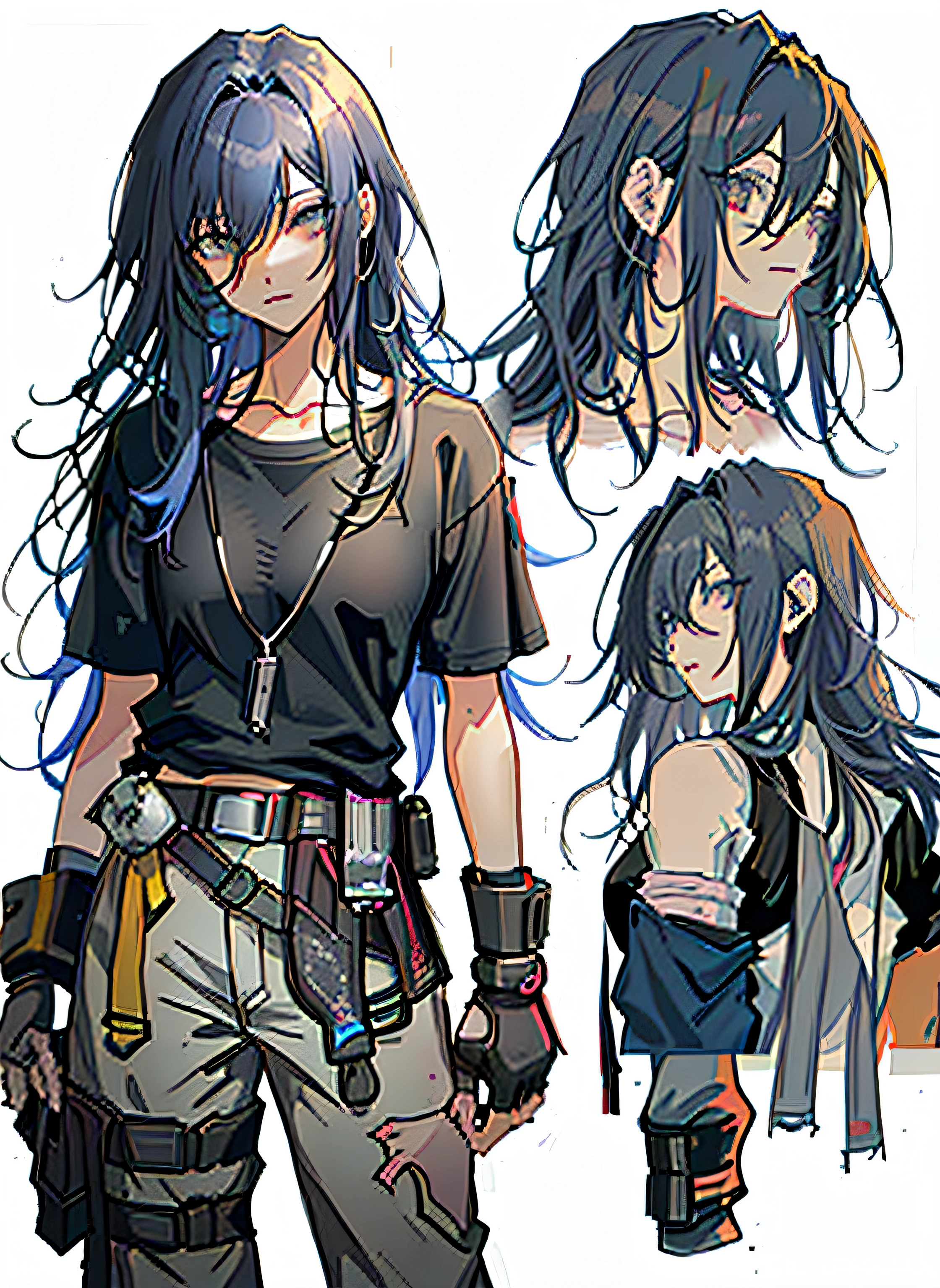 Close-up of a man with long hair and a shirt, best anime character design, anime figure, detailed anime character art, 2 d anime style, Anime character design, female anime character, Anime character art, anime style character, From Arknights, as an anime character, Style anime, anime character reference sheet, Single character full body