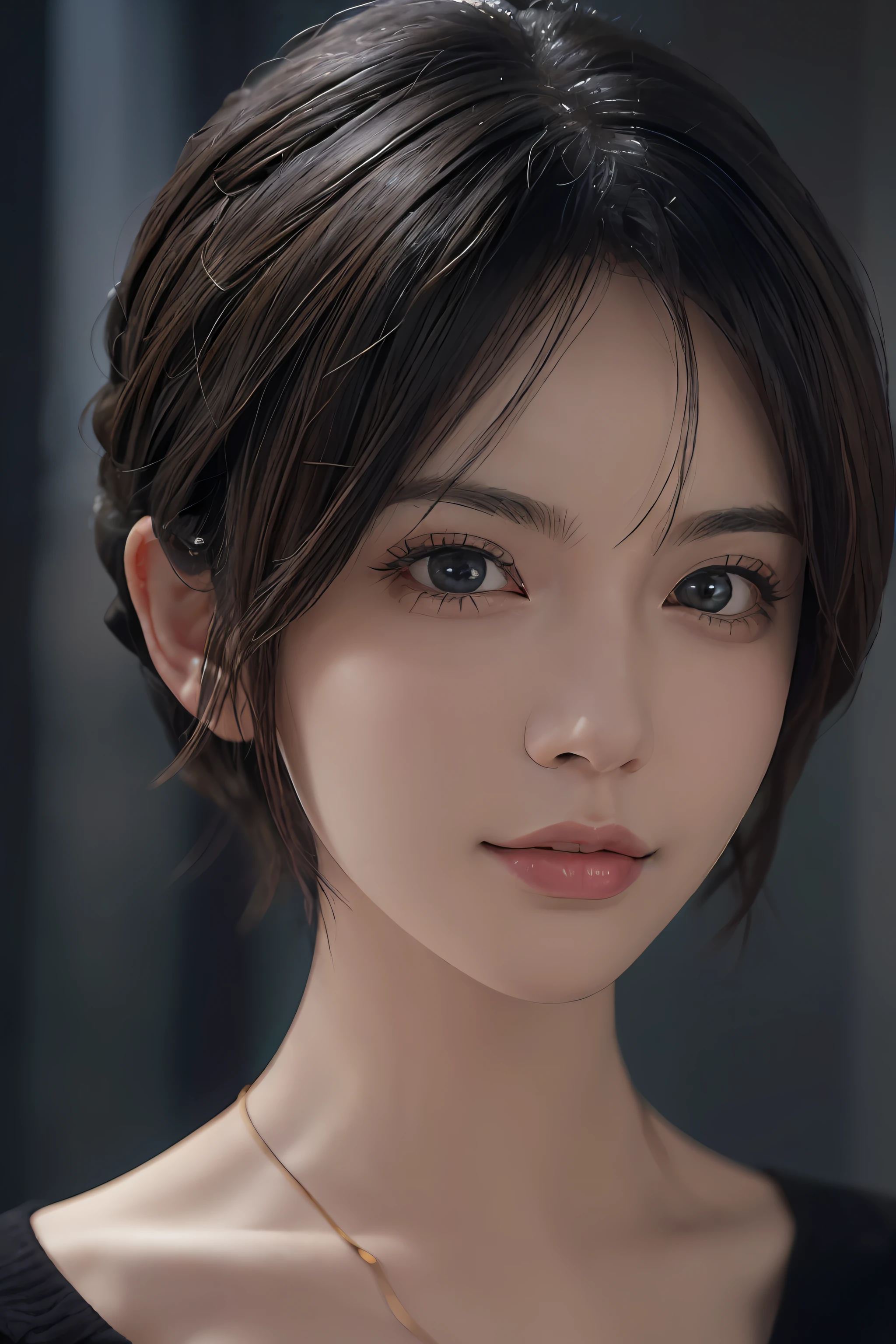 (masterpiece:1.3), (8k, photorealistic, RAW photo, best quality: 1.4), (1girl), beautiful face, (realistic face), (black hair, short hair:1.3), beautiful hairstyle, realistic eyes, beautiful detailed eyes, (realistic skin), beautiful skin, (sweater), absurdres, attractive, ultra high res, ultra realistic, highly detailed, golden ratio