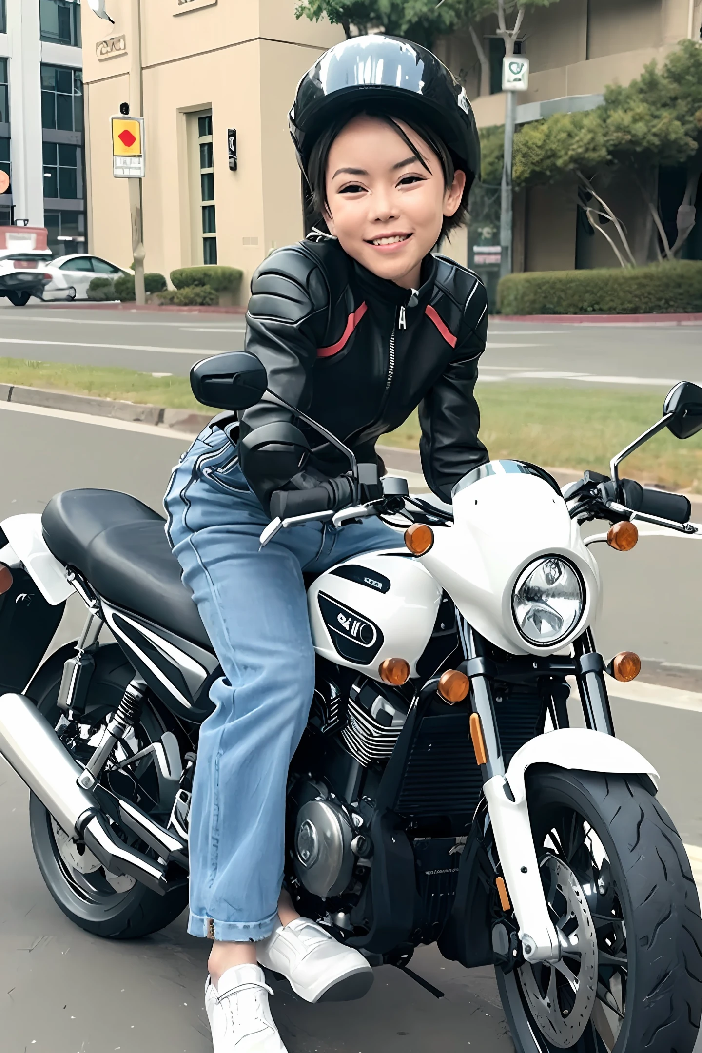 Little monkey riding a motorcycle