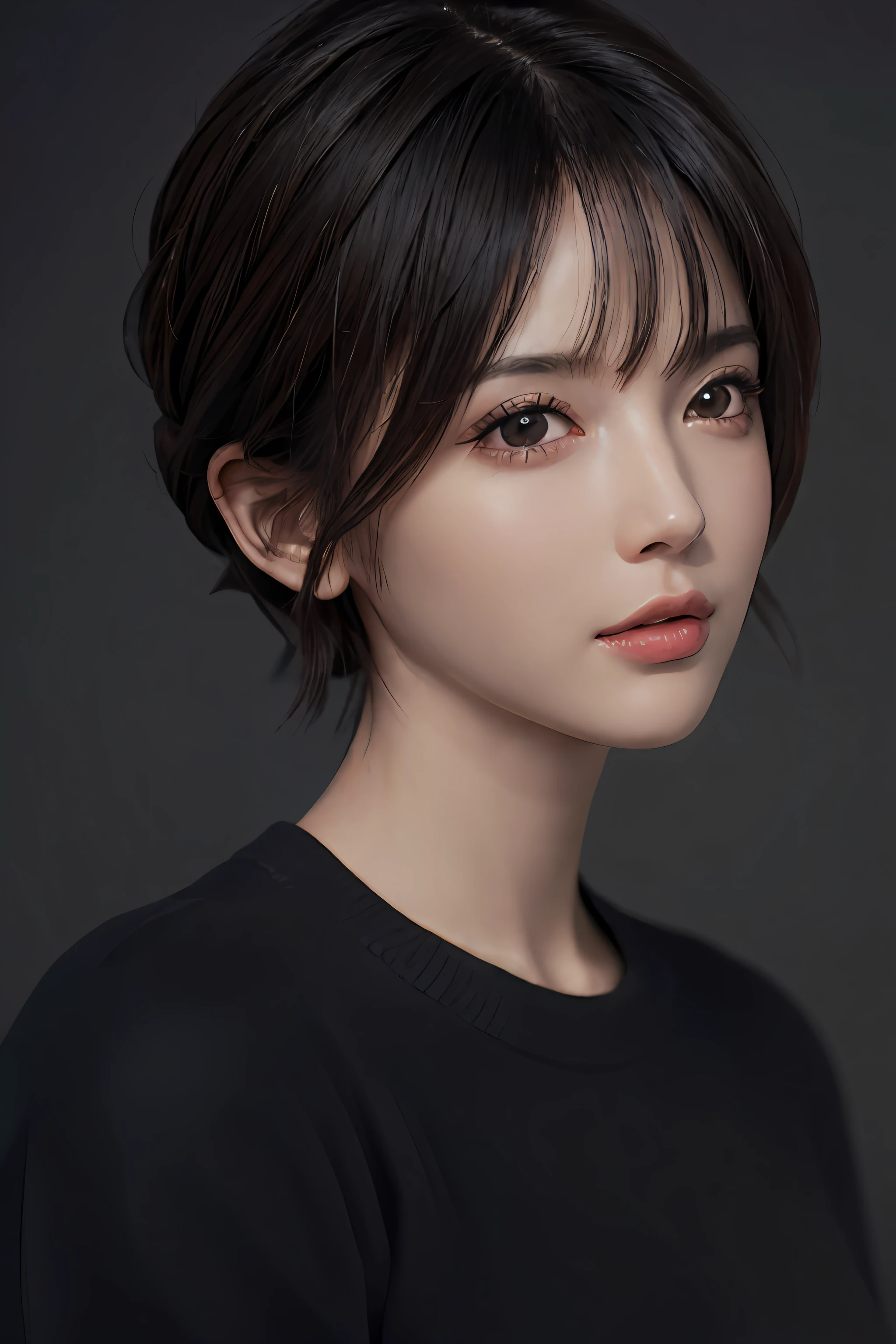 (masterpiece:1.3), (8k, photorealistic, RAW photo, best quality: 1.4), (1girl), beautiful face, (realistic face), (black hair, short hair:1.3), beautiful hairstyle, realistic eyes, beautiful detailed eyes, (realistic skin), beautiful skin, (sweater), absurdres, attractive, ultra high res, ultra realistic, highly detailed, golden ratio
