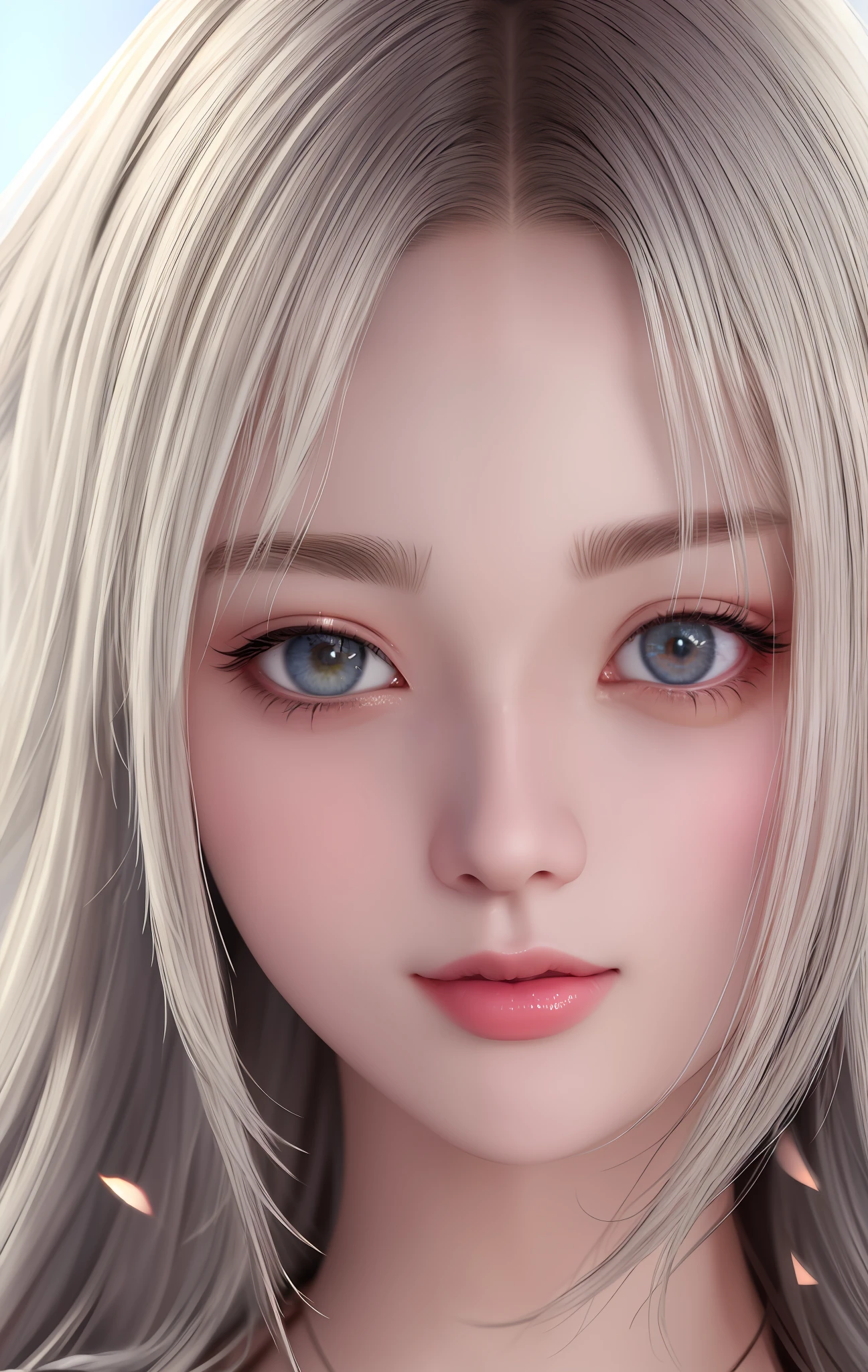 ulzzang -6500-v1.1, animesque、anime styled、ssmile、portraitures、Beautiful and moisturized silver-white eyes like crystal clear glass、Beautiful blonde hair without hair ornaments, extremely detailed eye and face, Beautiful detailed eyes, huge filesize, ultra-detailliert, hight resolution, ighly detailed, top-quality, masterpiece, illustratio, ighly detailed, nffsw, unification, 8k wallpaper, splendid, finely detail, masterpiece, top-quality, Highly detailed ticker uniform 8K wallpaper, Light on the Face、电影灯光、20Year old girl