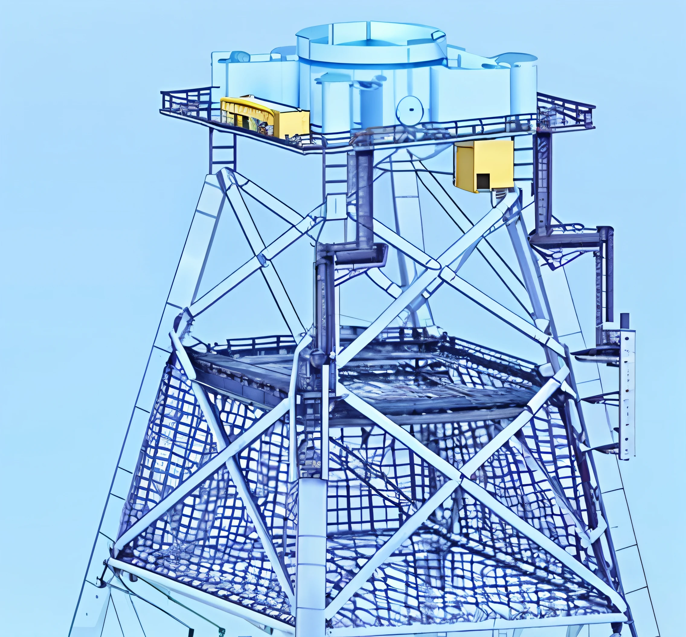 mechanical structure, detailed mechanical design, detailed structure, mesh structure, Extremely high level of detail, conceito, Ventilation shafts, digital model, , Metal towers, Mechanical superstructure, concept image, 3 d structure, the photo shows a large, Offshore wind jacket foundations,Fish cages