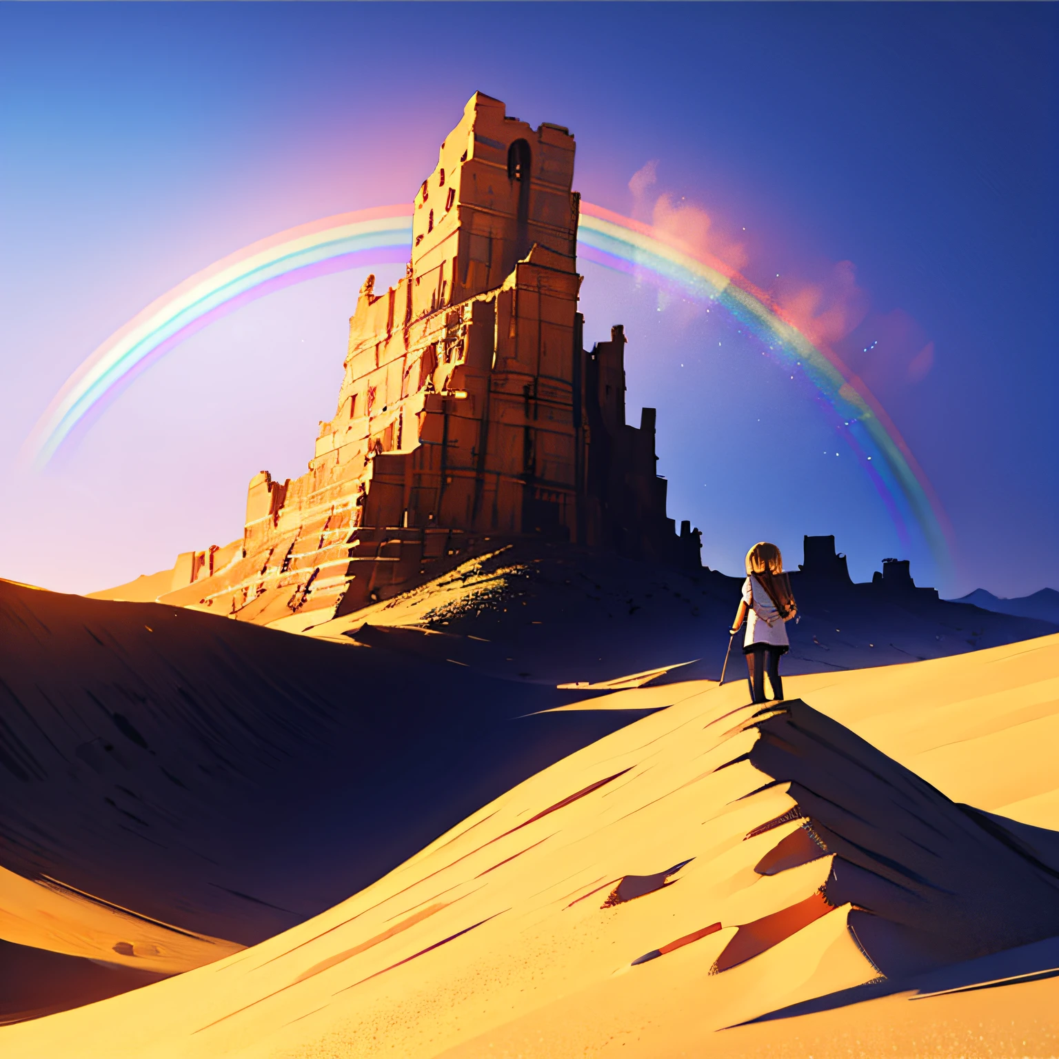 Beautiful rainbow in the desert --auto