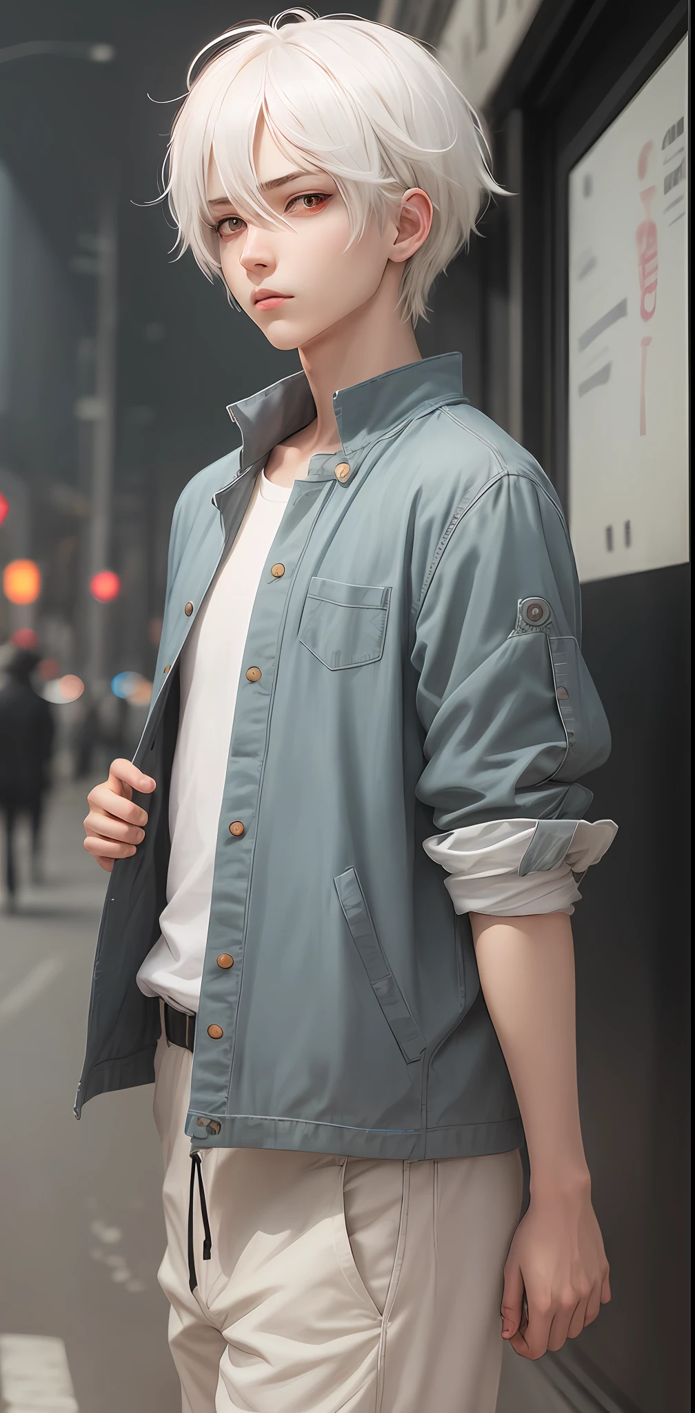 1 boy, white hair, anime style, cool,red eyes --auto