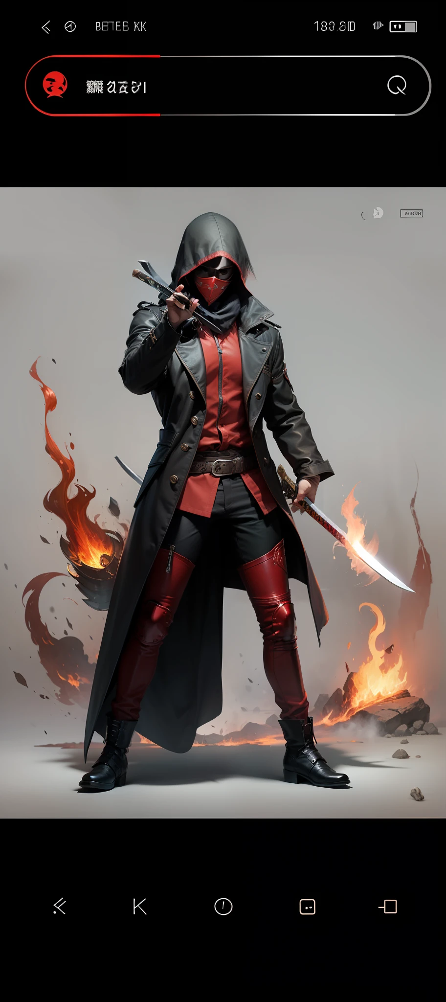 katana swords,Red blade,with fire