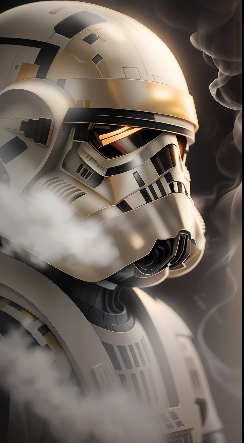 (A gloomy snapshot: 1.1), Epic Realistic, Gold Star Wars Stormtrooper in a Red Smoke Cloud, soft cinematic light, Adobe Lightroom, Photo Lab, HDR, an intricate, Highly detailed, (Depth of field: 1,4), hyper-detailing (Artstation: 1,4), Cinematic, Warm light, Dramatic light (intricate details: 1,1)