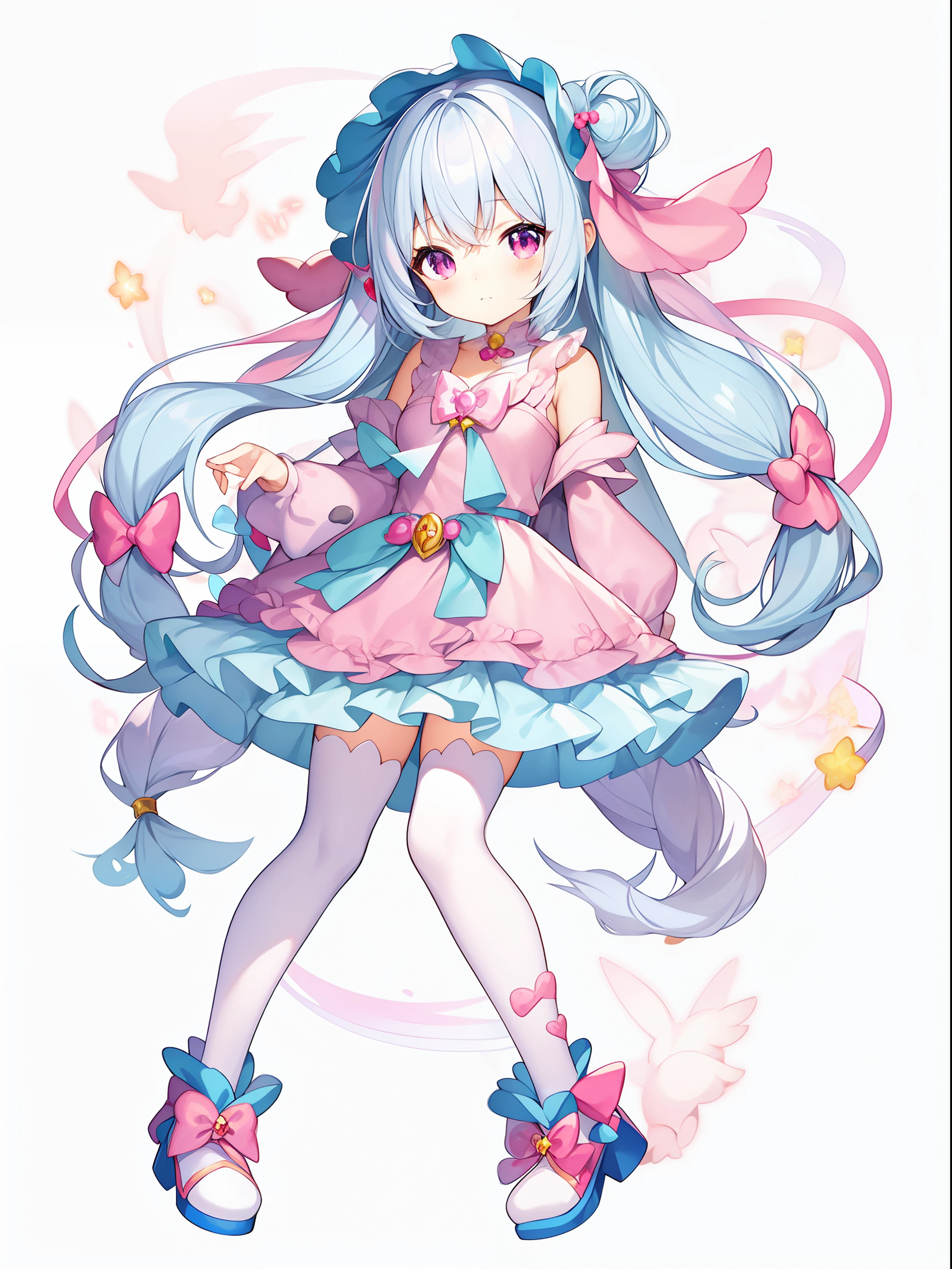 Anime girl with pink dress with long hair and teddy bear, Cute art style, cute kawaii girl, pretty anime character design, Cute anime girl, anime full body illustration, Anime visuals of cute girls, small curvy , anime moe art style, style of magical girl, aesthetic cute with flutter, soft anime illustration, full body commission for, cute character