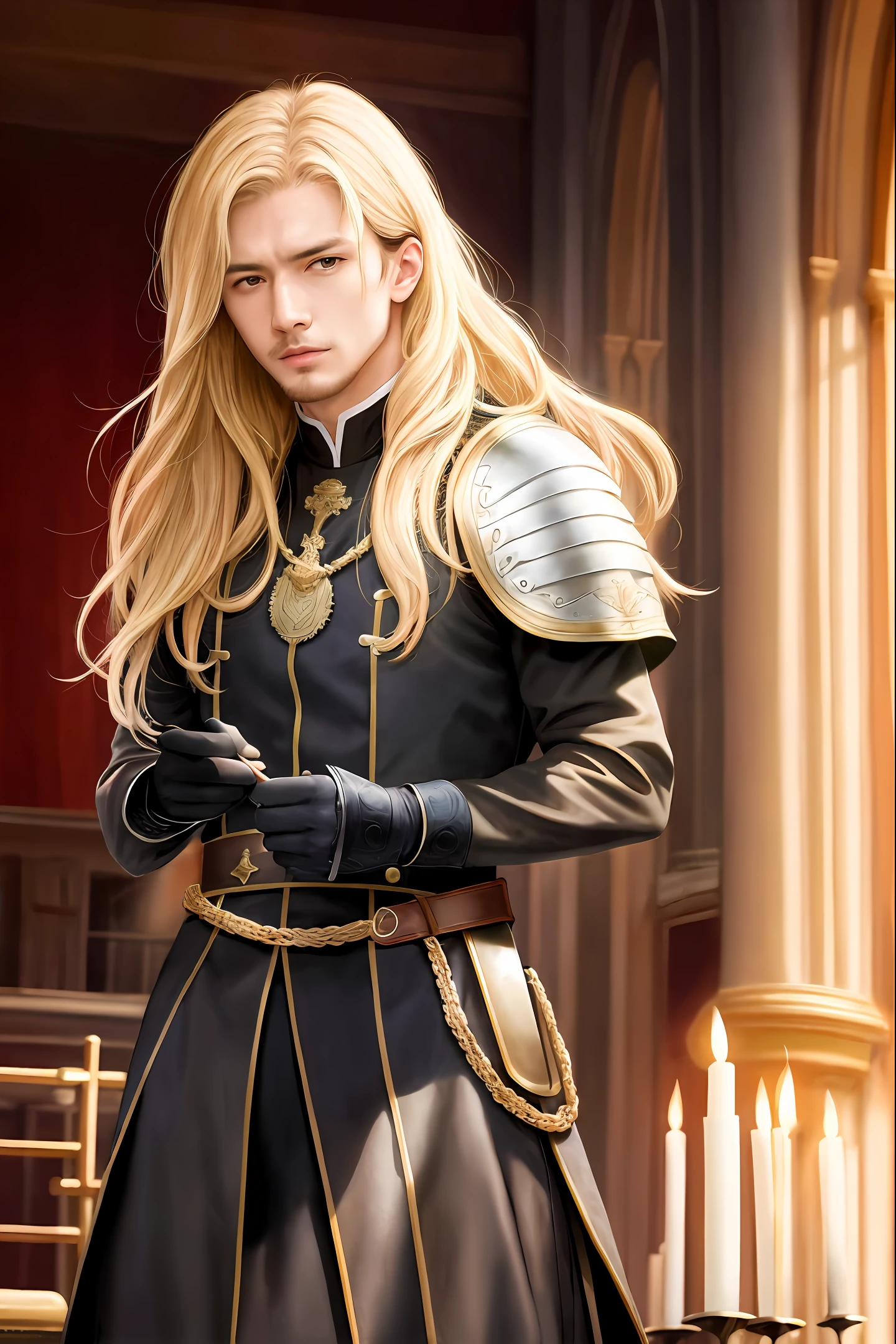 schoolboy,whaite hair,horse tailed,long whitr hair,Take a sword,armor,tmasterpiece