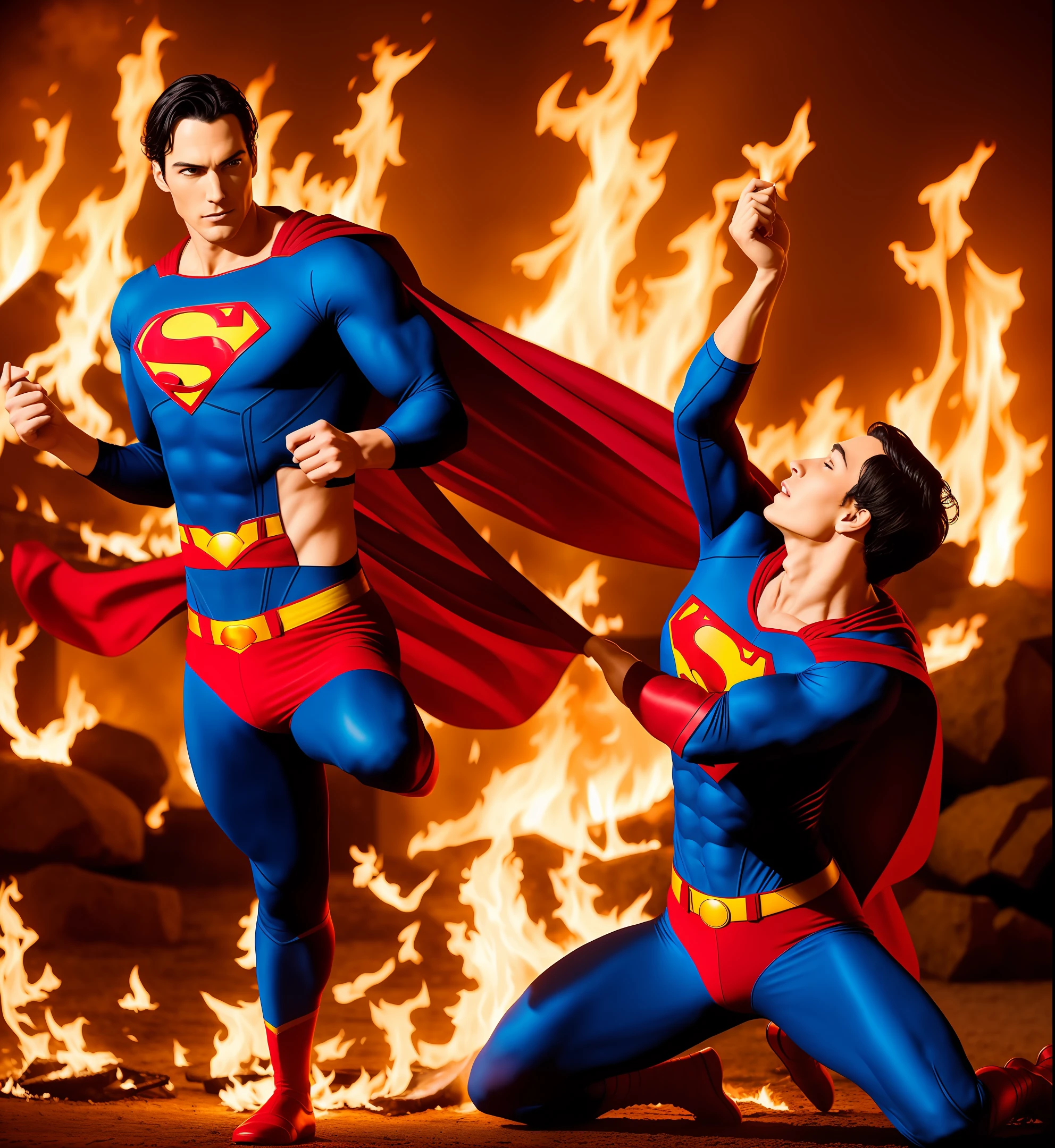 Sexy Fire Dance and Superman have dinner