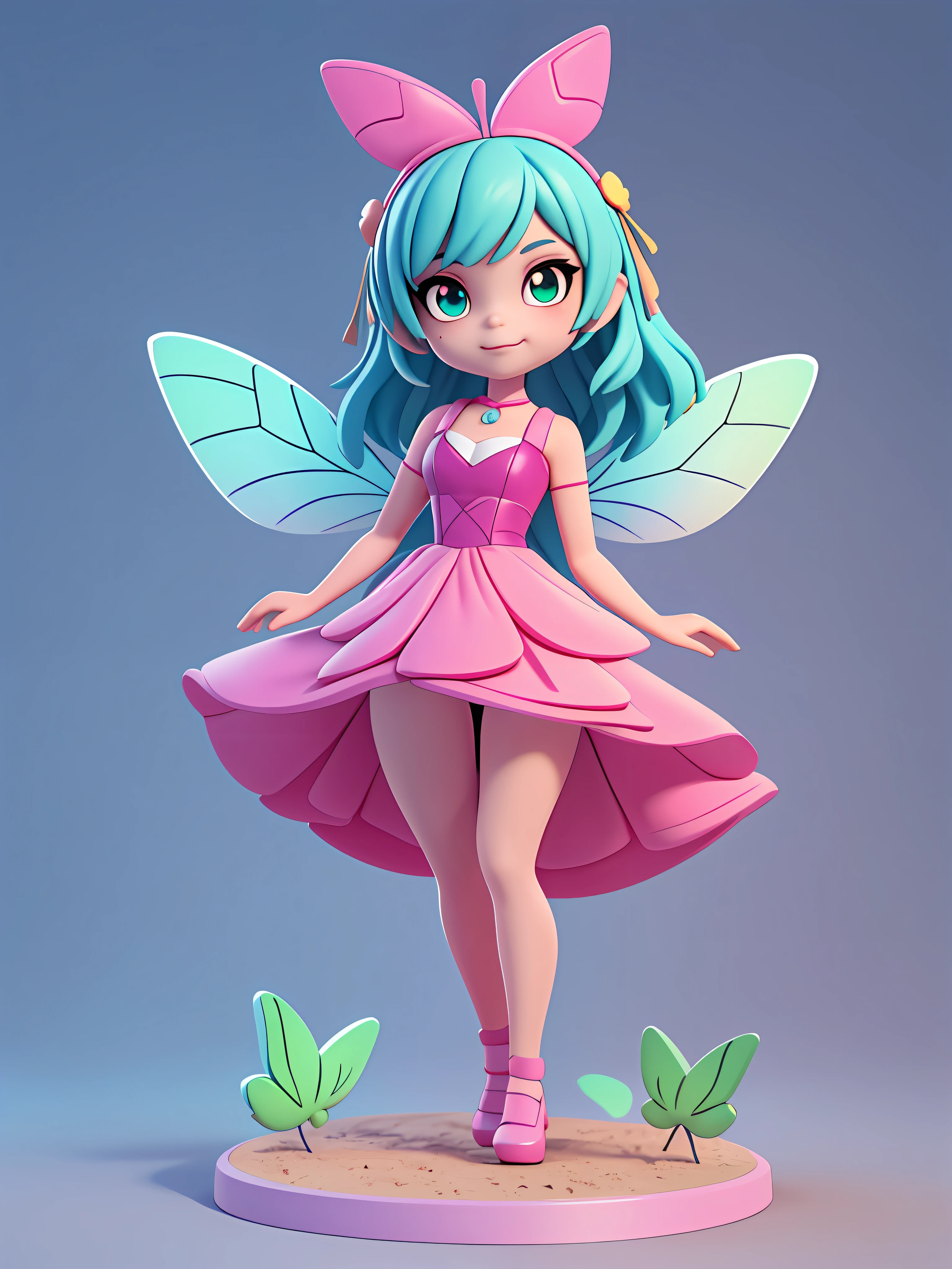 Detailed plastic materials，（（Same character，frontage，Lateral face，on  back））Best quality at best，（Very detailed model），（Best quality at best），rendering by octane，Ray traching，The is very detailed，3D toy，Exaggerated huge hair，bit girl（完整body)(3d hair,Cute hair accessories,((children's)),Beautiful eyes,Cute big eyes,Cute face,Pink green gradient,Drum skirt,Cute dress,chib,Fluorescent translucent,Colorful,plastics,children's,cleanness,Product design,glowing jelly,Delicate and cute plastic,Beautiful light and shadow 3D,number art,translucent plastic bubblegum,closeup cleavage,3d,ultra - detailed,Generate a front view,the sideview,Rear view three views,No border,c4d,Octane rendering，Blender，k hd，full bodyesbian，simple backgound！），（（（butterfly wings）））（（（The body is symmetrical from side to side）））（ssmile）（Full body like）（Skirt to the knee）(Butterfly fairy)（Fly up）（one-girl）（There is light on the face）（Skirt to the knee）（Skirt to the knee）（The skirt covers the thighs）（and detailed details）（tmasterpiece）（Stand up straight）（Beautiful butterfly wings）（Fill your face）