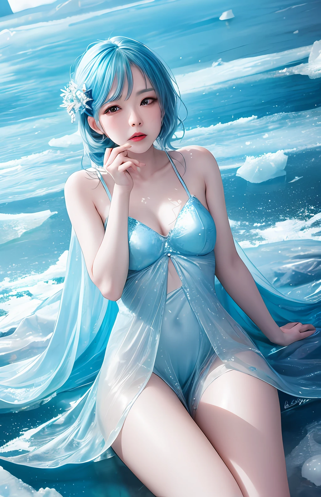 Icy melancholy sea blue fairy
