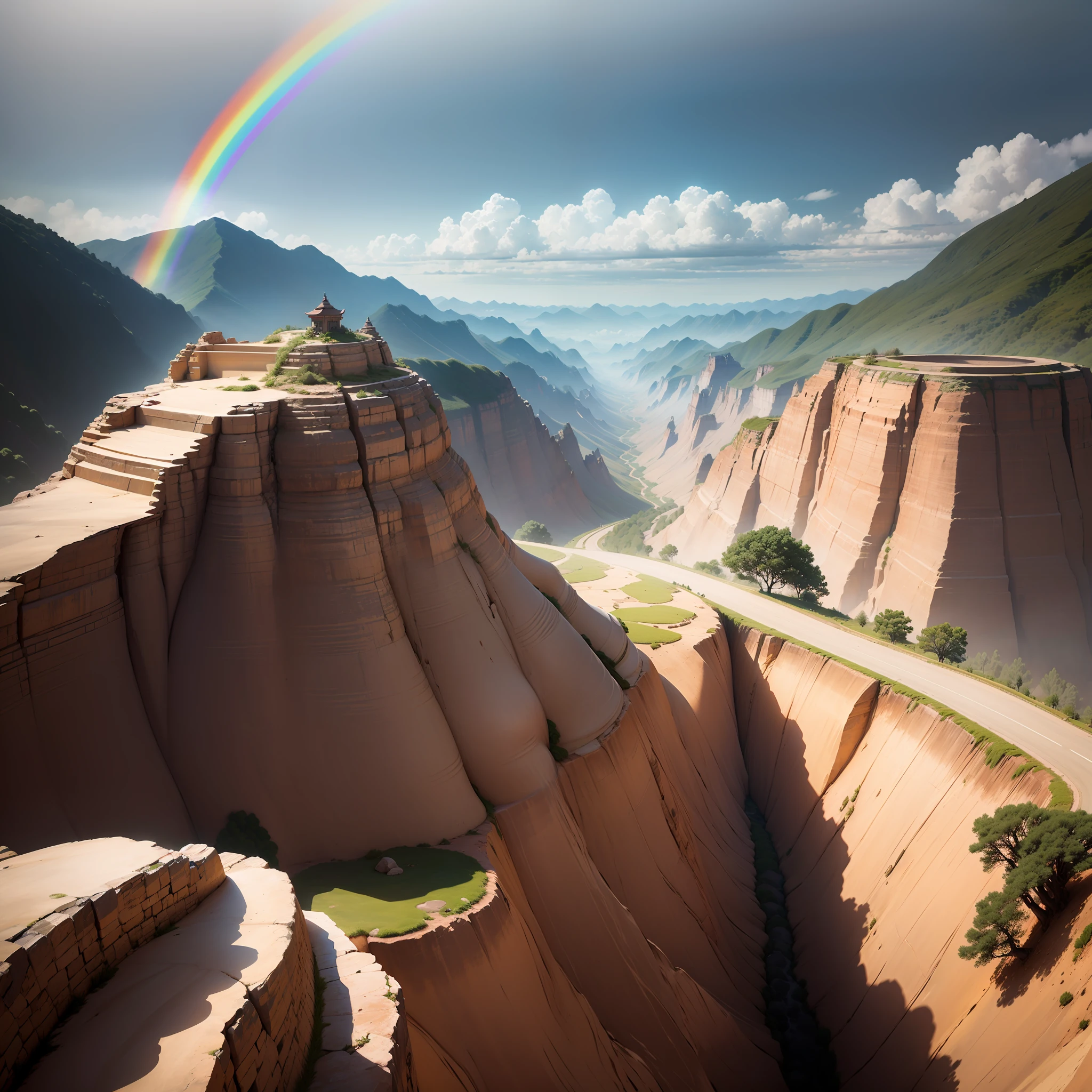 A beautiful rainbow appears on the Loess Plateau --auto