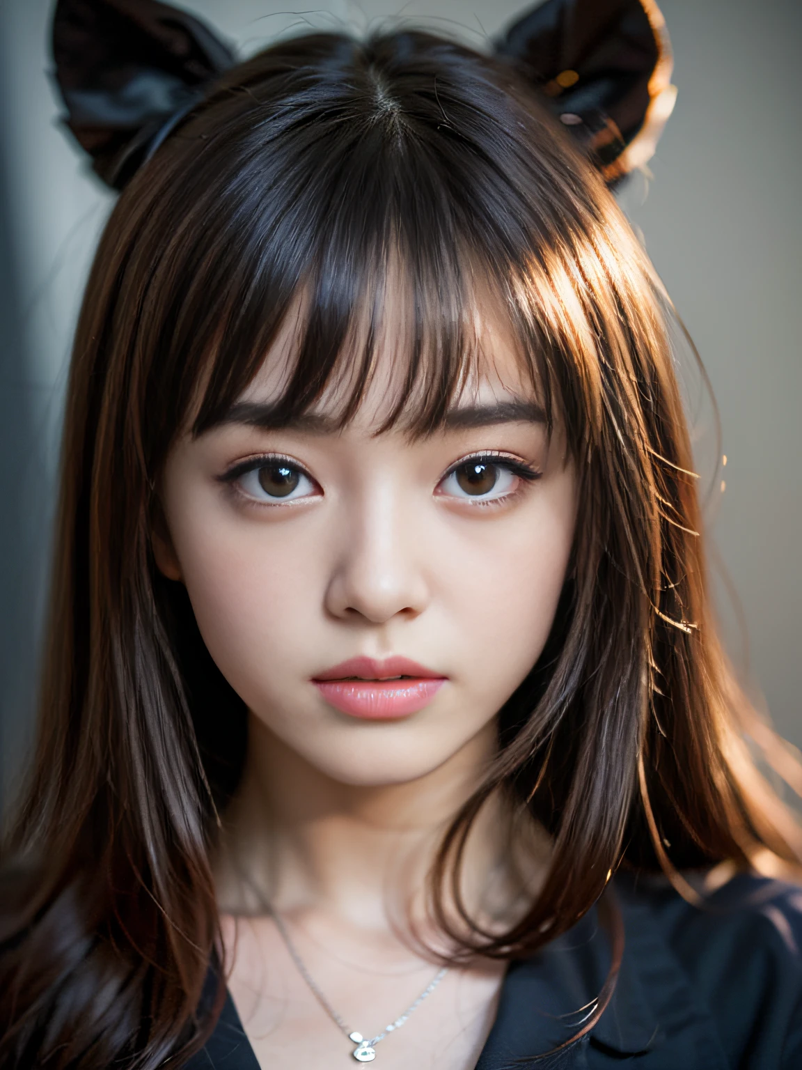Masterpiece, Top Quality, (Dark photo:1.3), Photorealistic, One Girl, Flat bangs, Stunning innocent symmetry Face, Shirt, Emotional, Urzan, (PureErosFace_V1:0.7), Japanese Teacher