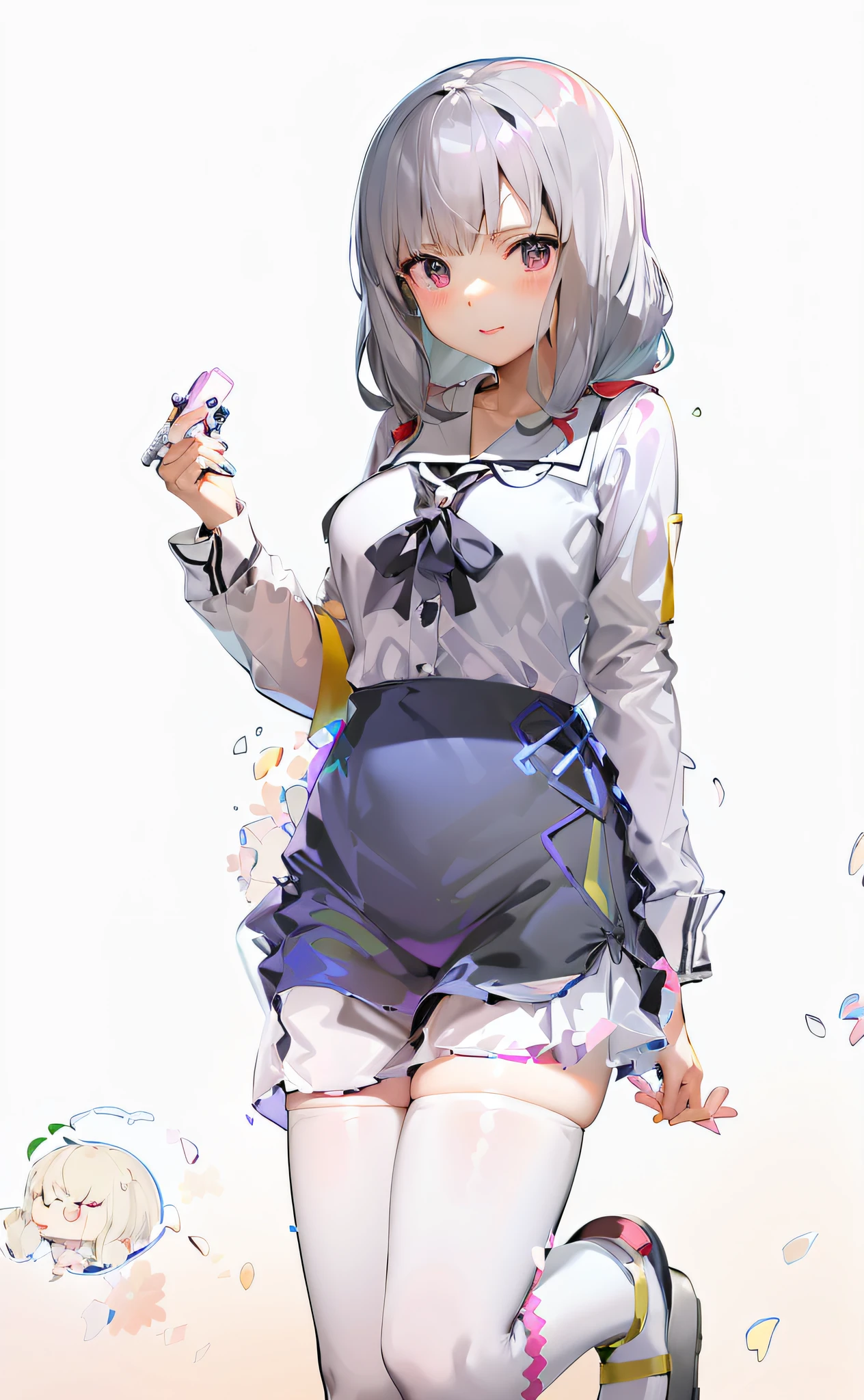 Anime girl with phone and a bunch of bubbles in her hands, Anime moe art style, Smooth anime CG art, Best anime 4k konachan wallpaper, Anime girl, up of young anime girl, (Anime girl), anime full body illustration, anime visual of a cute girl, Kantai collection style, gapmoe yandere, Cute anime girl, high detailed official artwork
