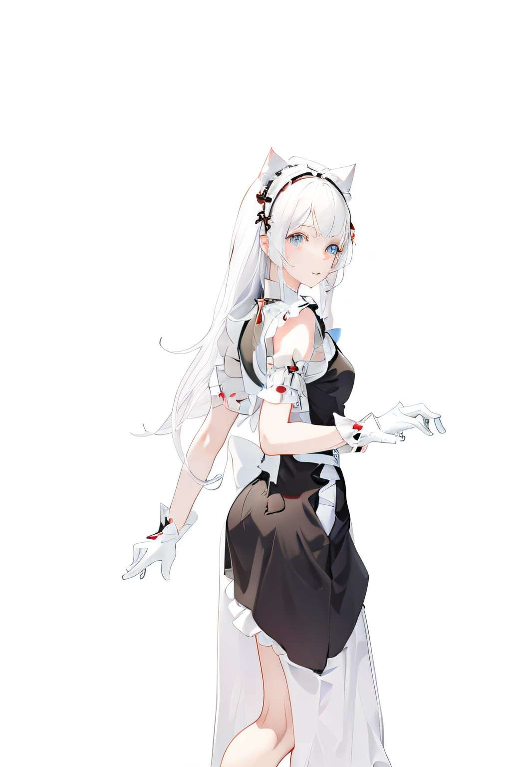 Anime characters Anime cat girl wearing dress, White Cat Girl, blue color eyes