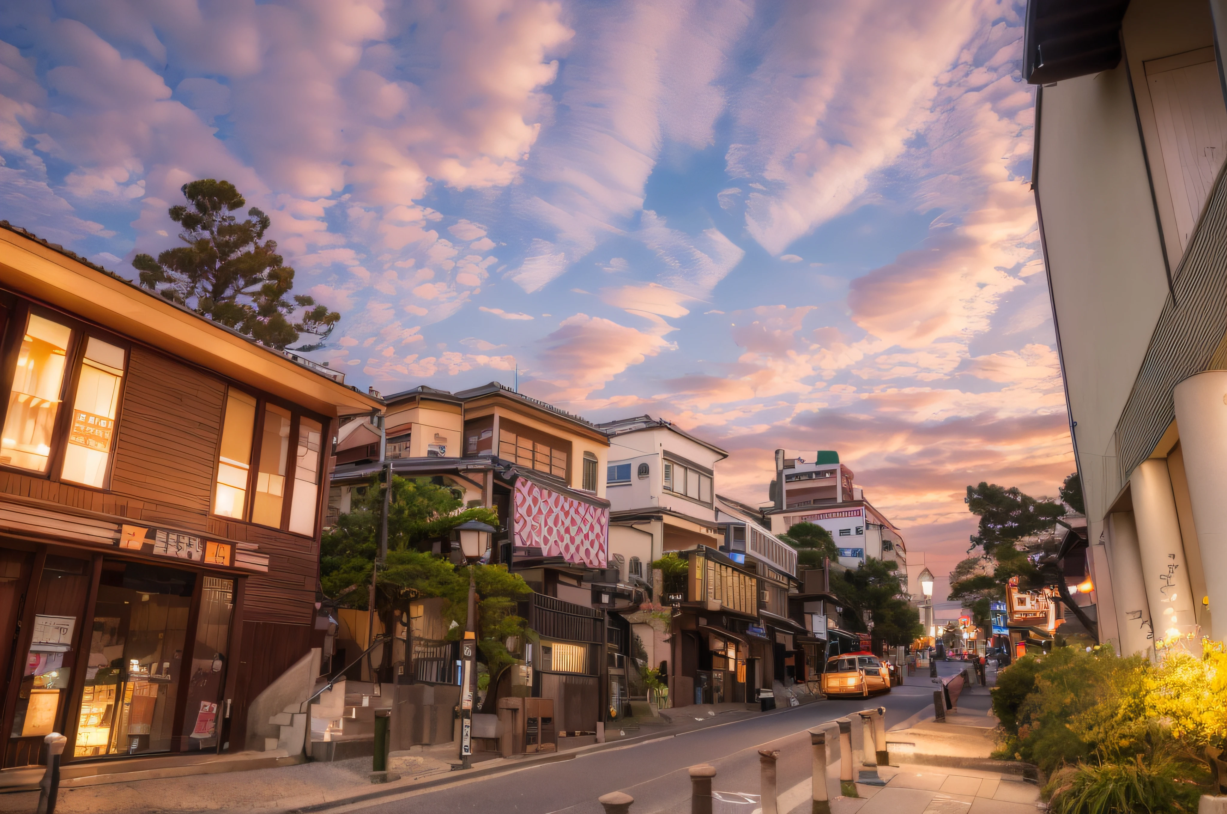 There is a street with a lot of buildings on both sides, japan shonan enoshima, Residential area, japanese downtown, okinawa japan, ehime, summer street near a beach, japanese neighborhood, photograph of the city street, japanese street, japanese town, taken with sigma 2 0 mm f 1. 4, Tokyo - esque town, arasaka