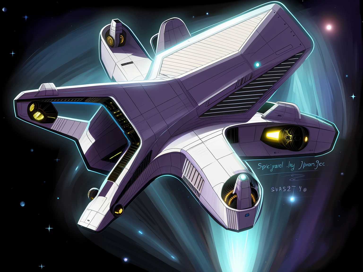 Painting of a purple spaceplane,A blue star in the background, spaceship design, painting of ornate space ship, utopian space ship, space ship, spaceship concept art, smooth design spaceship sketches, Sunpunk spaceship, scifi spaceship, sharp design spaceship sketches, spaceship sketches, Spaceship, retro sci-fi spaceship, duck themed spaceship, futuristic starship, space craft
