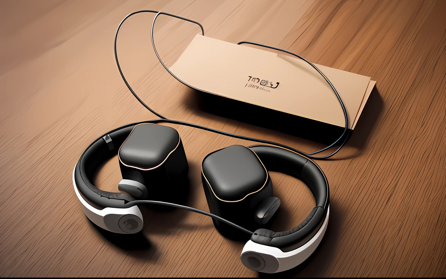 A pair of headphones in the box A sense of technology, lineart behance hd,  patent illustration, 3d wireframe, Apple wind, , earbuds, highly detailed linework, iso-distance view, bionic exploded drawing, linear art, conceptual drawing, Tech Style