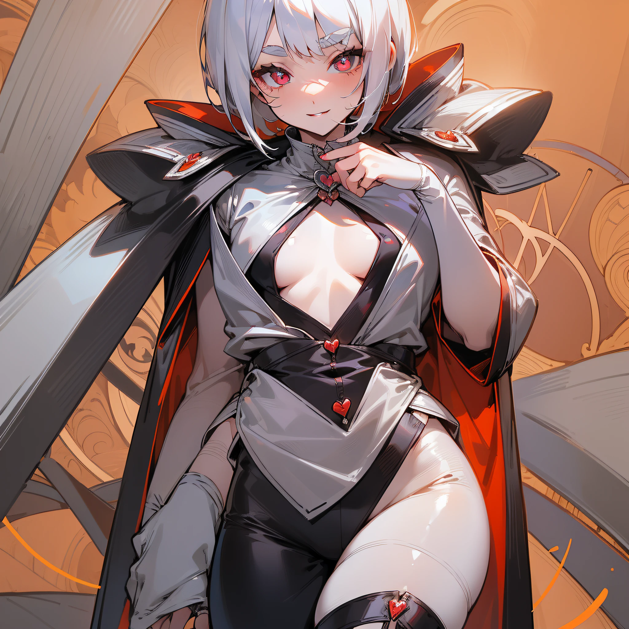 quadratic element,anime big breast,White suit,White cape,Short brown curly hair,Chinese style,Young person,hair over eye,succinct --auto