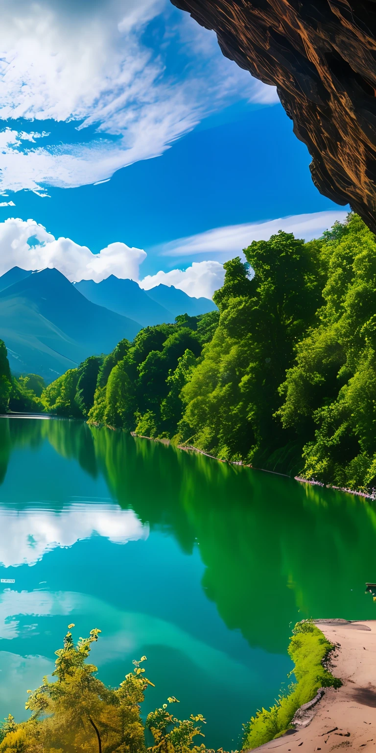 scenery, outdoor, sky, cloud, day, no humans, mountain, panorama, water, tree, blue sky, waterfall, cliff, nature, lake, river, cloudy sky