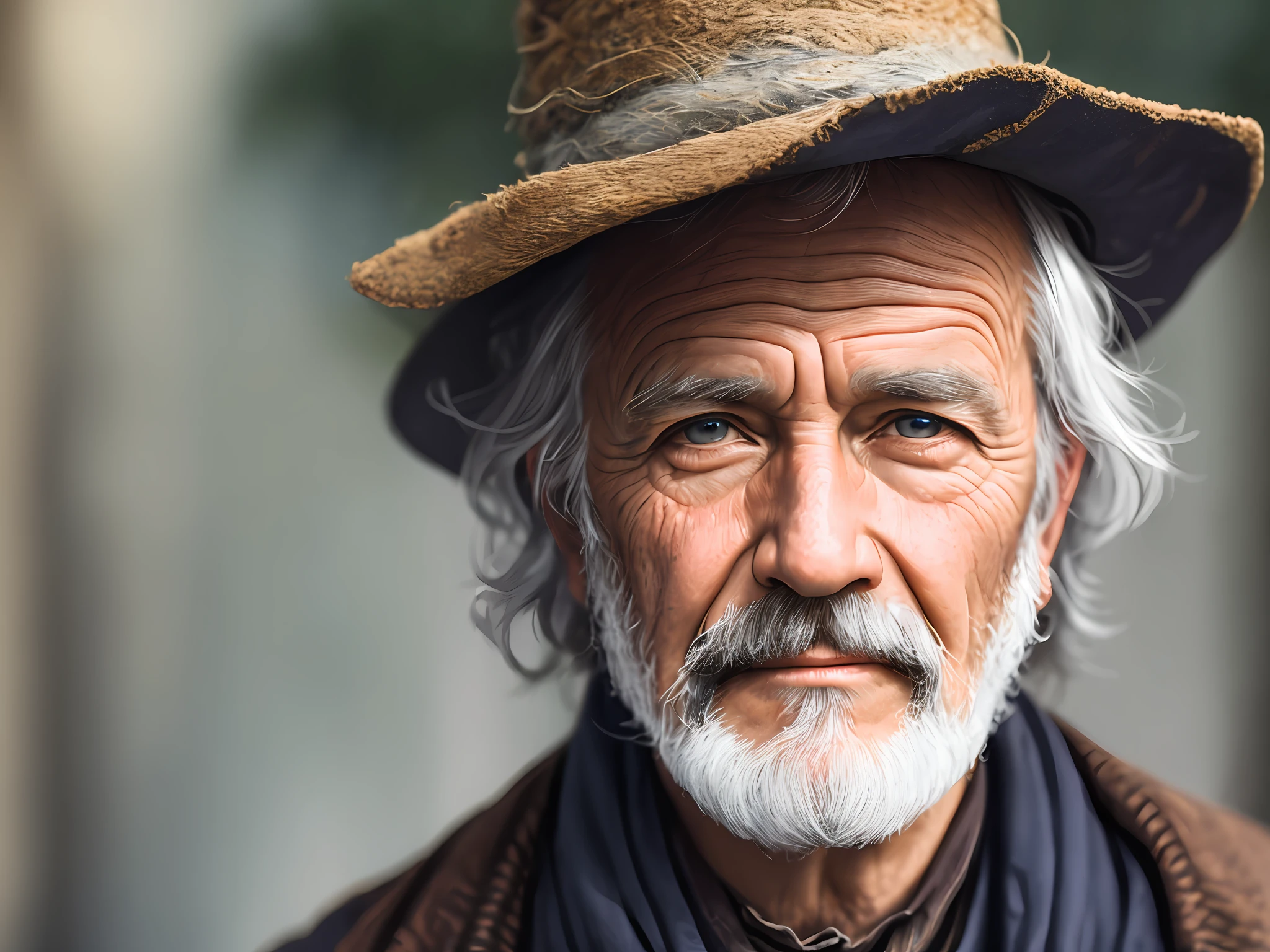A portrait of a wizard, bearded, wrinkled, weathered, with piercing eyes, detailed face, high details, photography, natural light, Nikon D850, 50mm, f/1.4