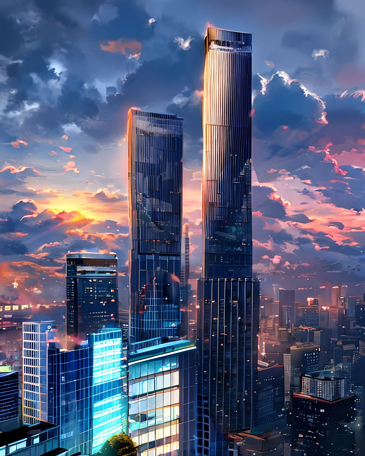 High-rise with night view