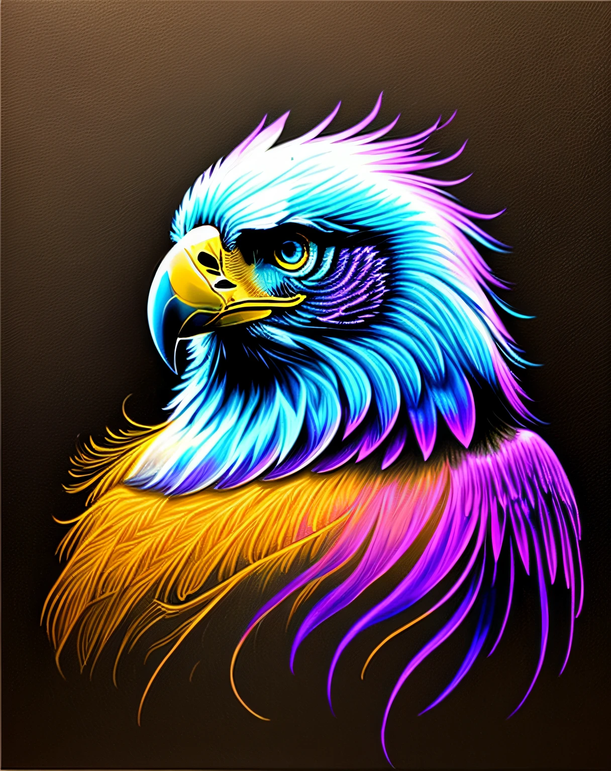 a painting of a colored eagle on a black background,, breathtaking rendering, within a radiant connection, inspired by Kinuko Y. Craft,, magical elements, kitten icon, wow, is beautiful, casting a multi colorful spell, bright flash, flash
