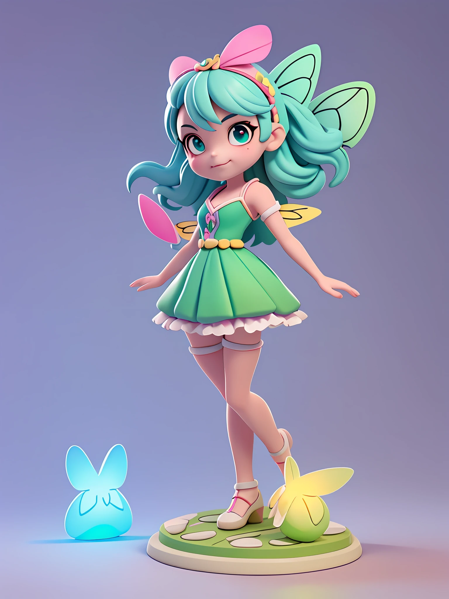 Detailed plastic materials，（（Same character，frontage，Lateral face，on  back））Best quality at best，（Very detailed model），（Best quality at best），rendering by octane，Ray traching，The is very detailed，3D toy，Exaggerated huge hair，bit girl（完整body)(3d hair,Cute hair accessories,((children's)),Beautiful eyes,Cute big eyes,Cute face,Pink green gradient,Drum skirt,Cute dress,chib,Fluorescent translucent,Colorful,plastics,children's,cleanness,Product design,glowing jelly,Delicate and cute plastic,Beautiful light and shadow 3D,number art,translucent plastic bubblegum,closeup cleavage,3d,ultra - detailed,Generate a front view,the sideview,Rear view three views,No border,c4d,Octane rendering，Blender，k hd，full bodyesbian，simple backgound！），（（（butterfly wings）））（（（The body is symmetrical from side to side）））（ssmile）（Full body like）（Skirt to the knee）(Butterfly fairy)（Fly up）（one-girl）（There is light on the face）（Skirt to the knee）（Skirt to the knee）（The skirt covers the thighs）（and detailed details）（tmasterpiece）（Stand up straight）（Beautiful butterfly wings）（Fill your face）