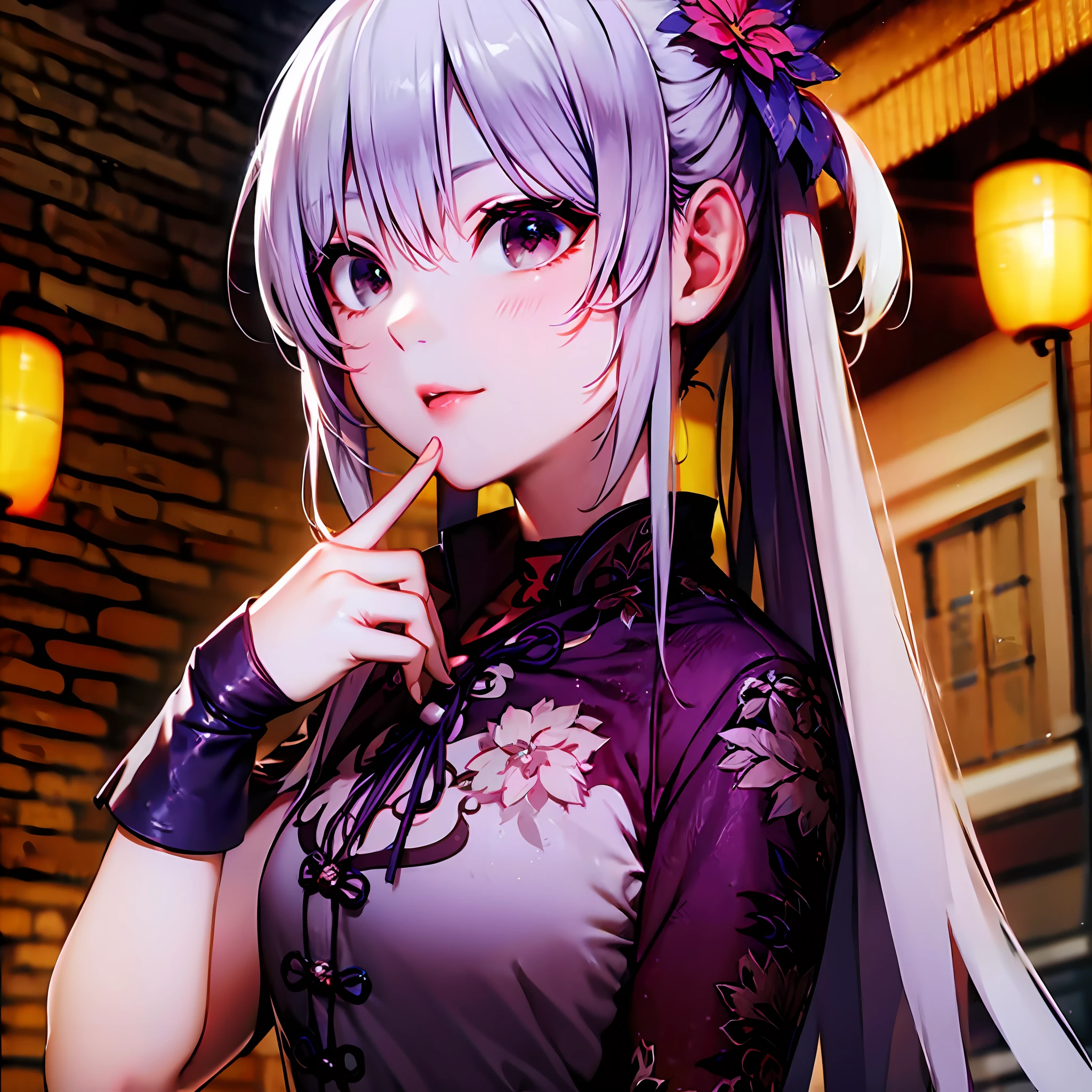 Cheongsam black-haired loli,Kiss,White-haired cheongsam loli