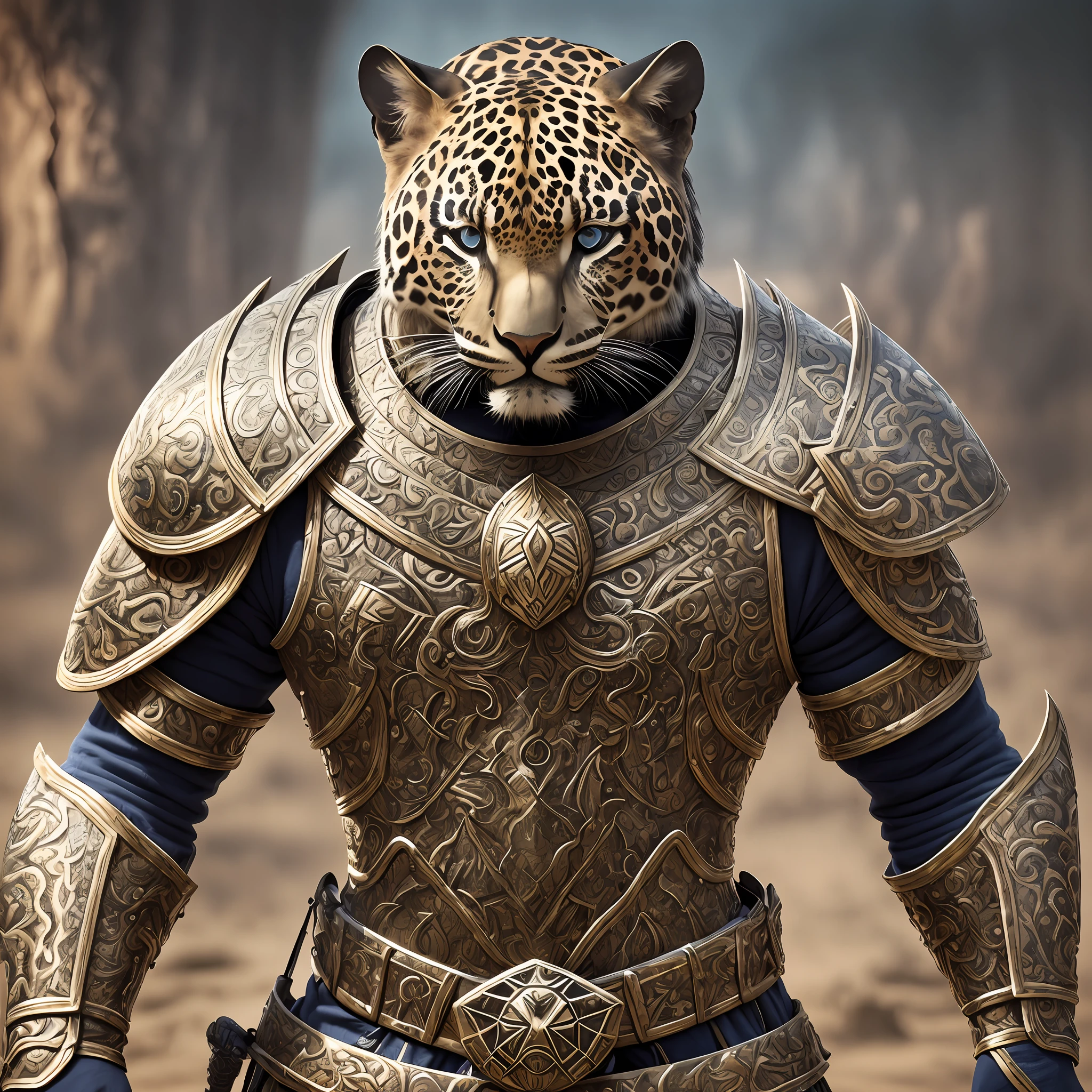 photo of a warrior with metal jaguar themed armour, highly detailed, 4 k, hdr, smooth, sharp focus, high resolution, award - winning photo --auto --s2