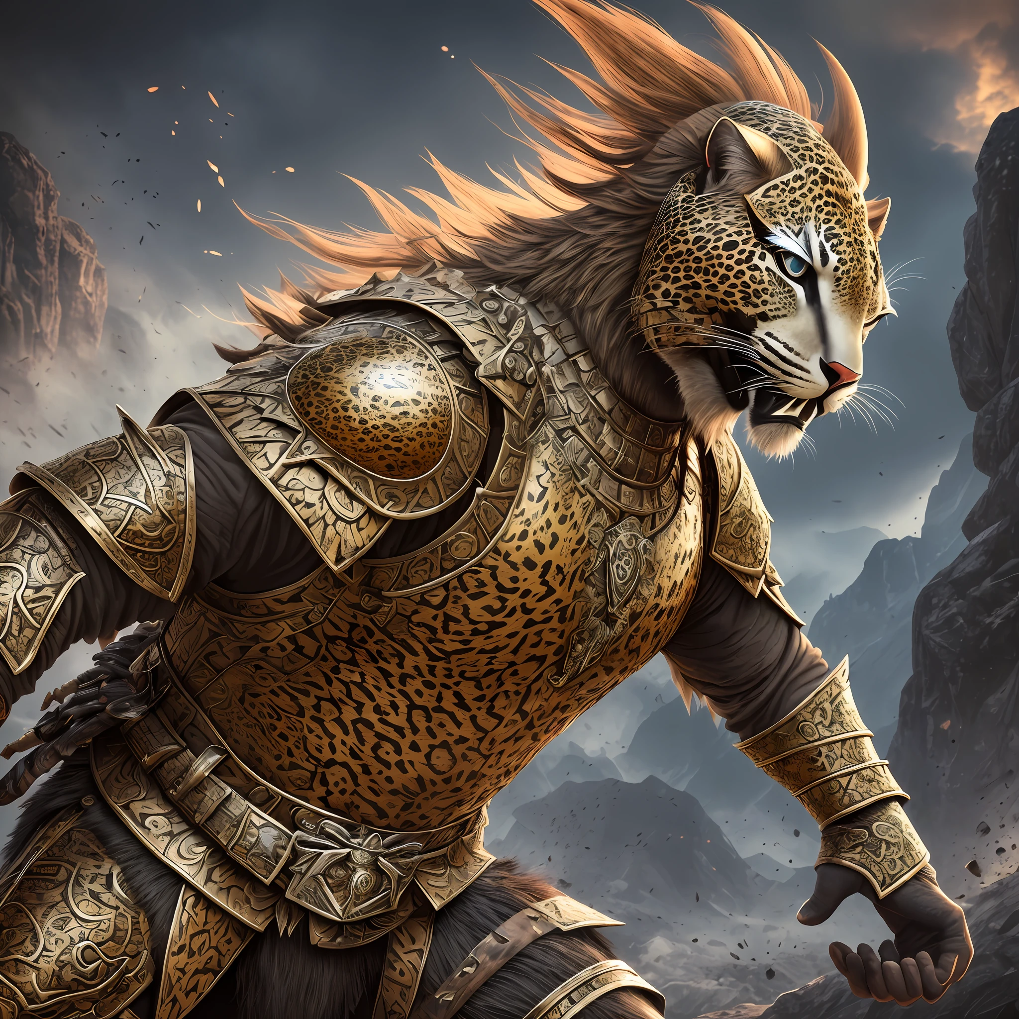 photo of a warrior with metal jaguar themed armour, highly detailed, 4 k, hdr, smooth, sharp focus, high resolution, award - winning photo --auto --s2