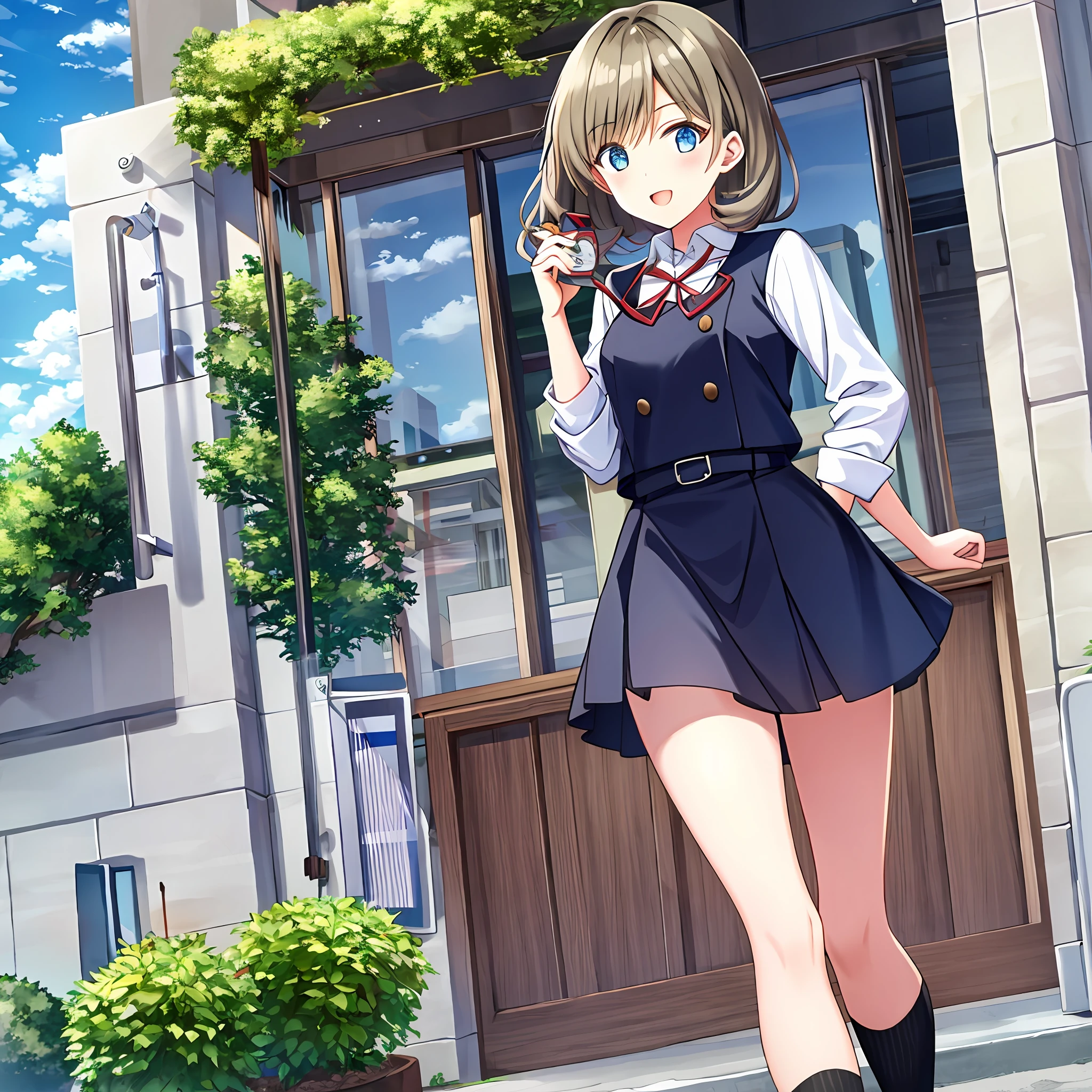 Female high school student in school uniform