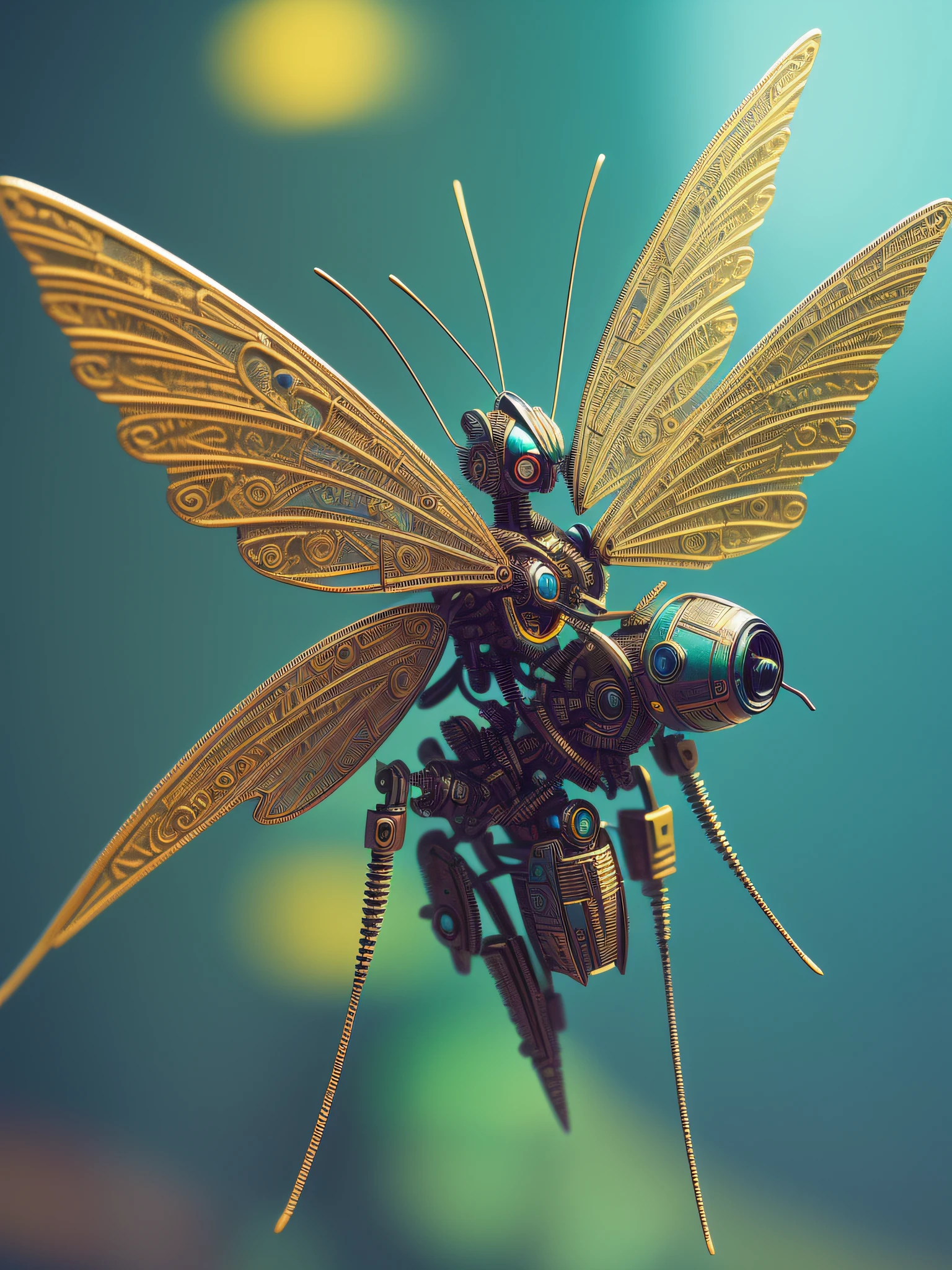 fly-shaped robot with small parts and electronics, diodes, cameras and printed circuit boards