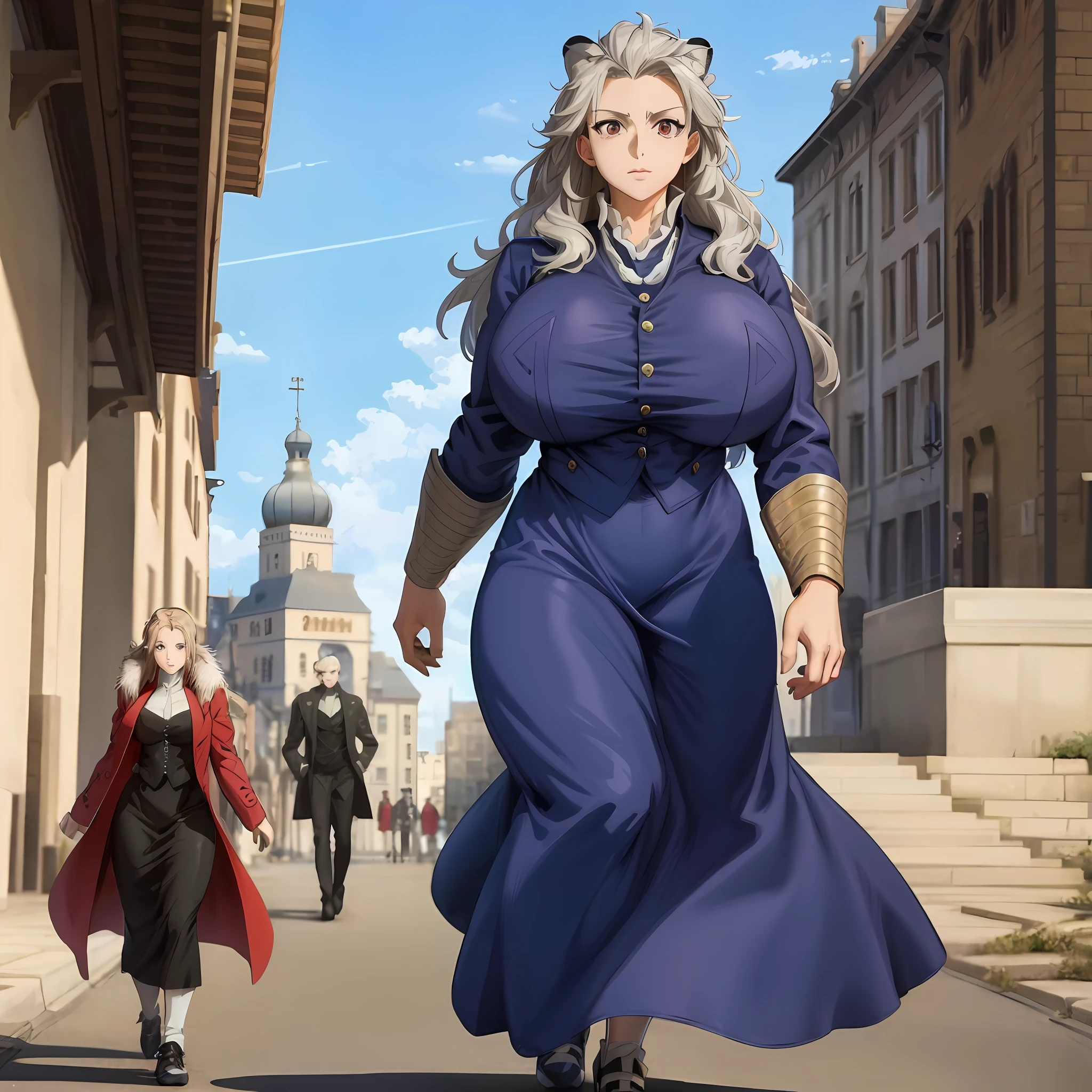 Anime characters walking down the street，And a woman in a long dress, high detailed official artwork, official character art, offcial art, official character illustration, anime style like fate/stay night, Official illustration, key art, Kushatt Krenz Key Art Women, ace attorney style, Official artwork HDR, commission for high resolution, author：Uesaka Seka