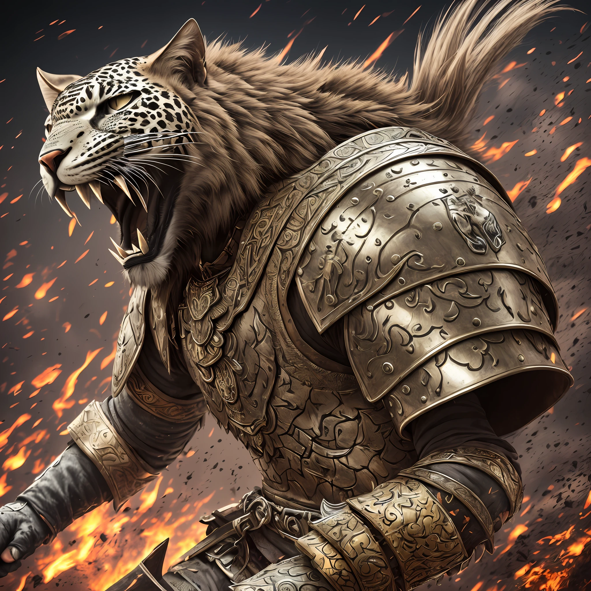 photo of a warrior with metal jaguar themed armour, highly detailed, 4 k, hdr, smooth, sharp focus, high resolution, award - winning photo --auto --s2