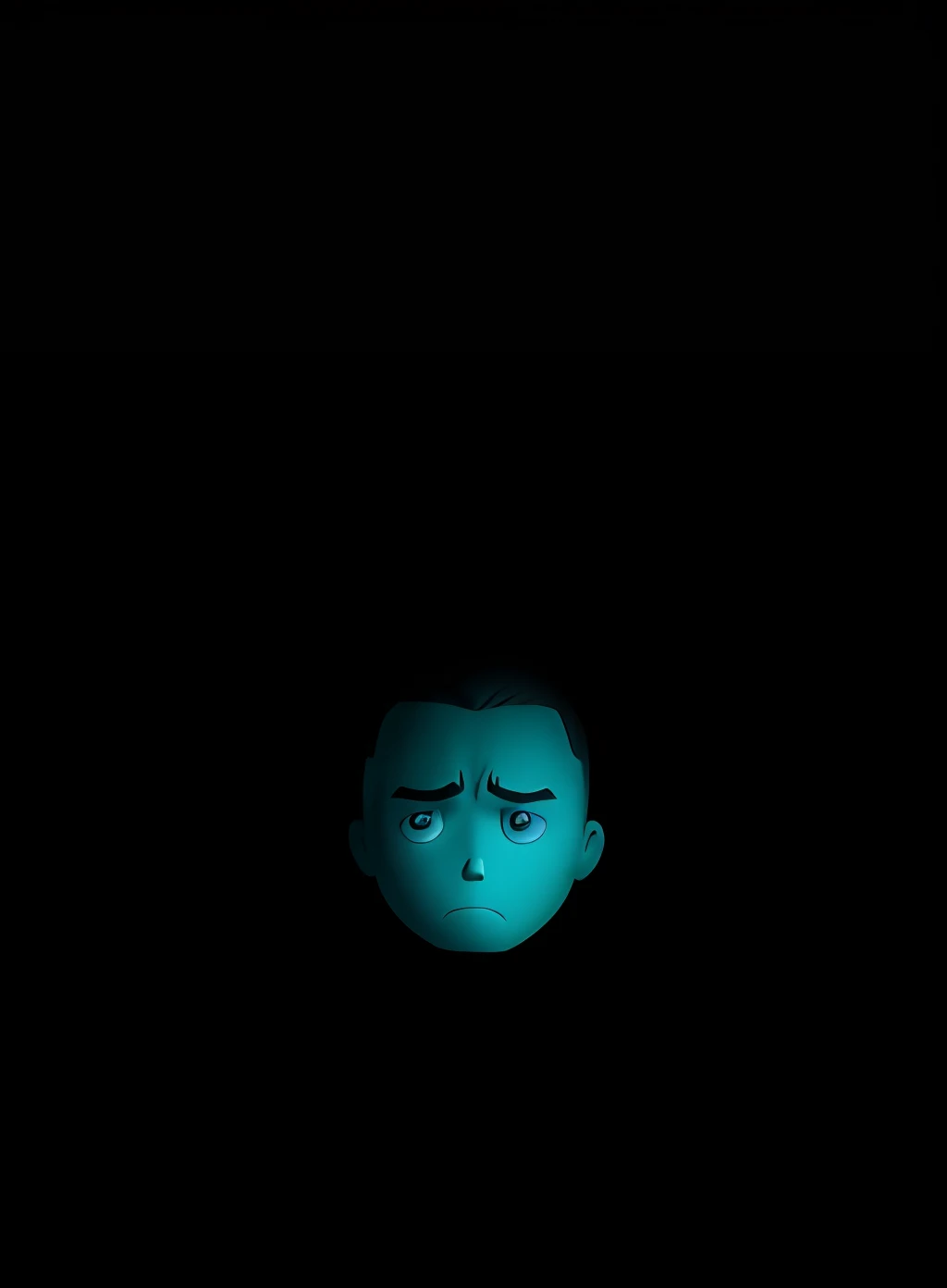 Black background two-dimensional characters sad