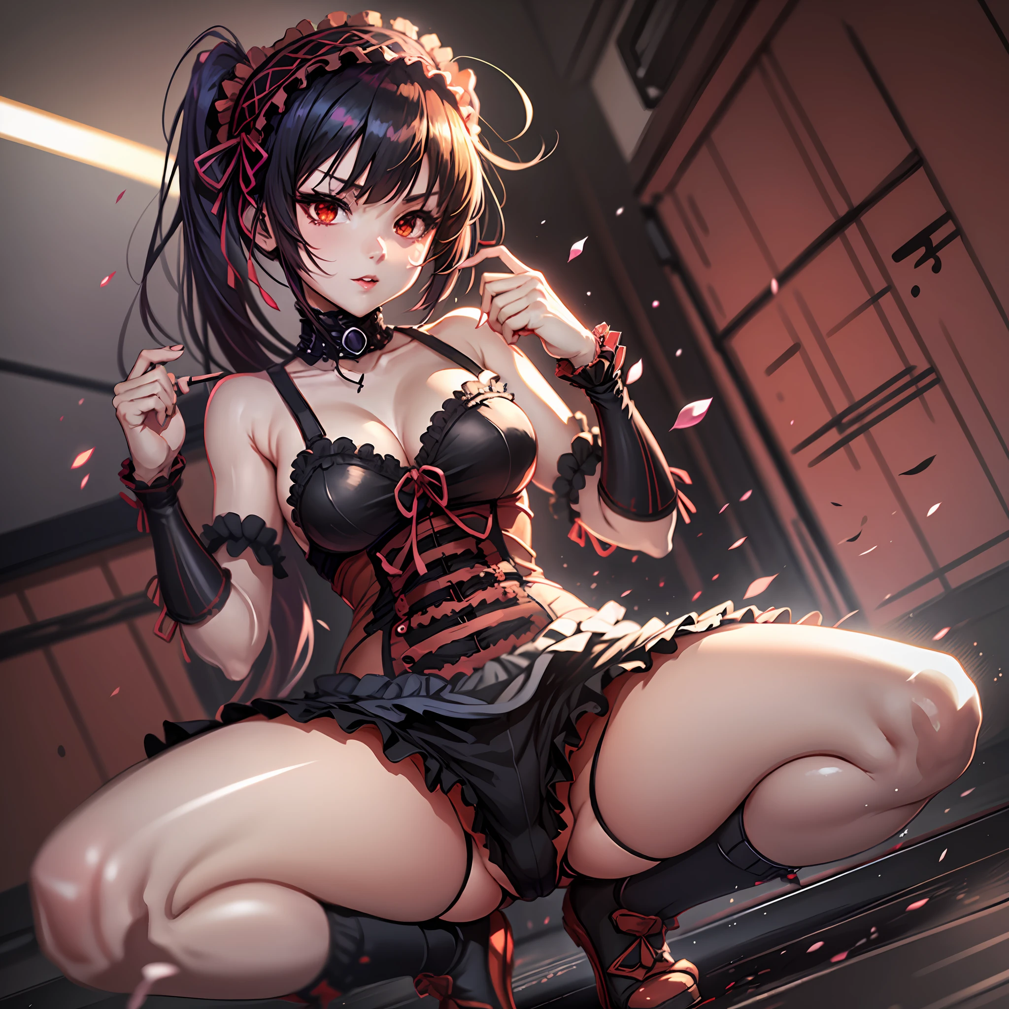 anime girl in a black and white outfit posing in a gym, seductive anime girl, attractive anime girl, biomechanical oppai, anime moe artstyle, anime girl, (anime girl), anime waifu, female anime character, an anime girl, anime girls, beautiful anime girl squatting, female action anime girl, beautiful alluring anime woman, oppai cyberpunk, tokisaki kurumi fan art