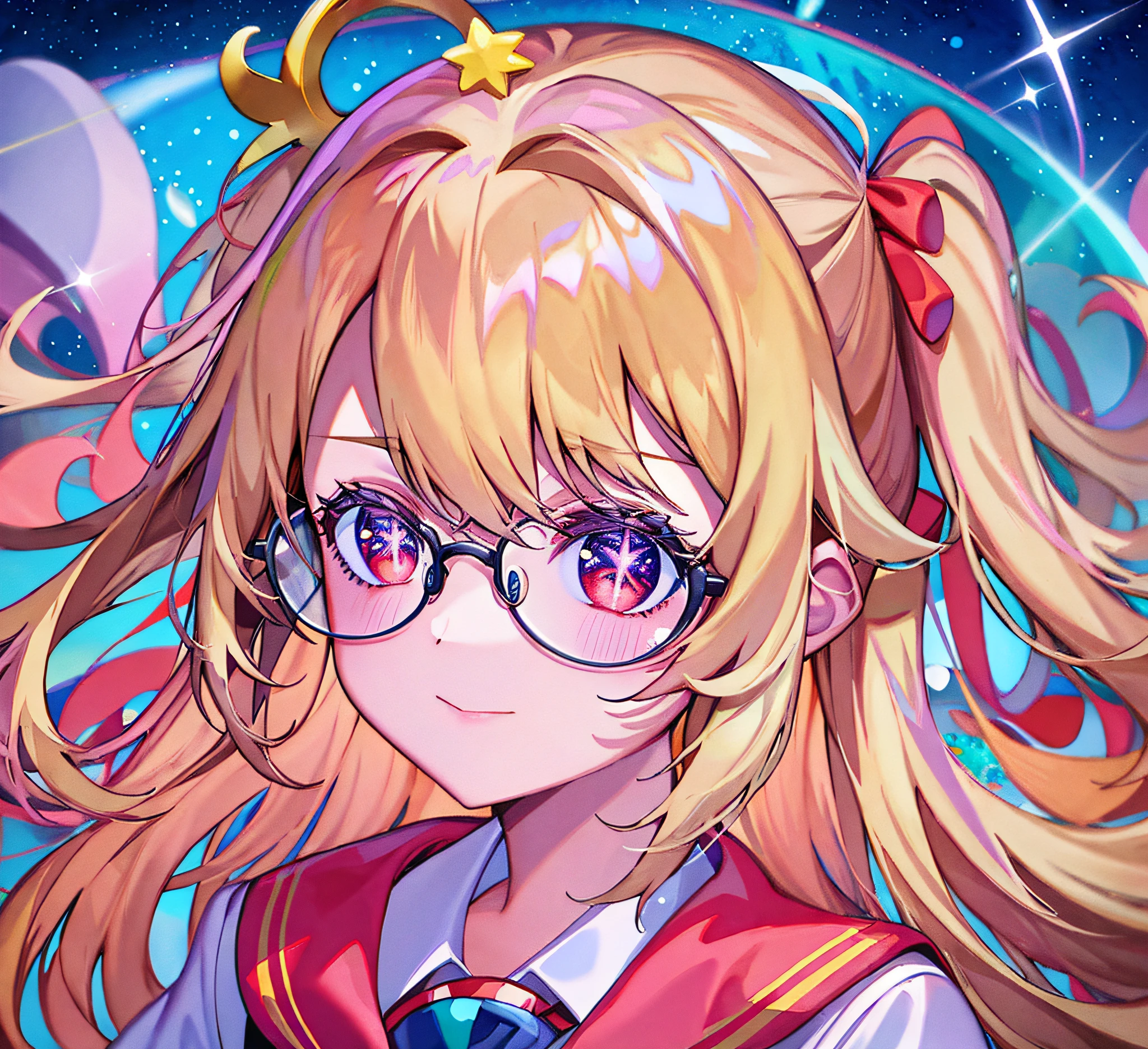Red eyes with glasses、Anime girl in red sailor suit and blue sky, Anime style portrait, Detailed digital anime art, Anime style illustration, Digital anime illustration, anime moe art style, Official artwork, portrait anime space cadet girl, high detailed official artwork, anime character portrait, anime portrait, High Quality Anime Art Style, clean and meticulous anime art, Detailed key anime art, Anime art style