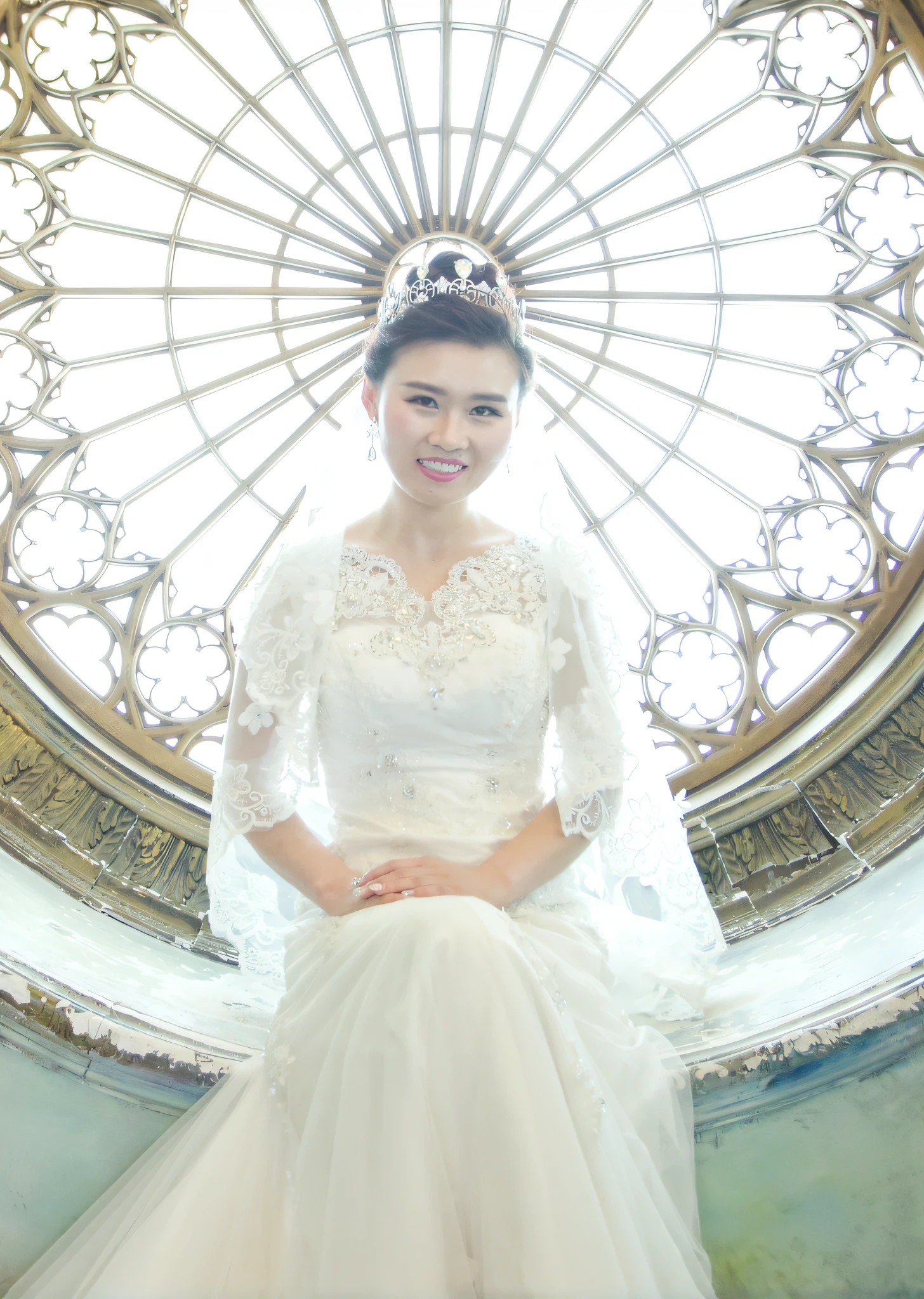 Alafid woman sitting on the floor in a wedding dress, jen zee, Bride, Grand!, inspired by Liu Haisu, Wu Liu, ji-min, wideangle portrait, jia, shaxi, wedding photography, taken with canon eos 5 d, Yan, wideangle portrait, jacqueline e, photo taken with canon 5d, wide angle dynamic portrait