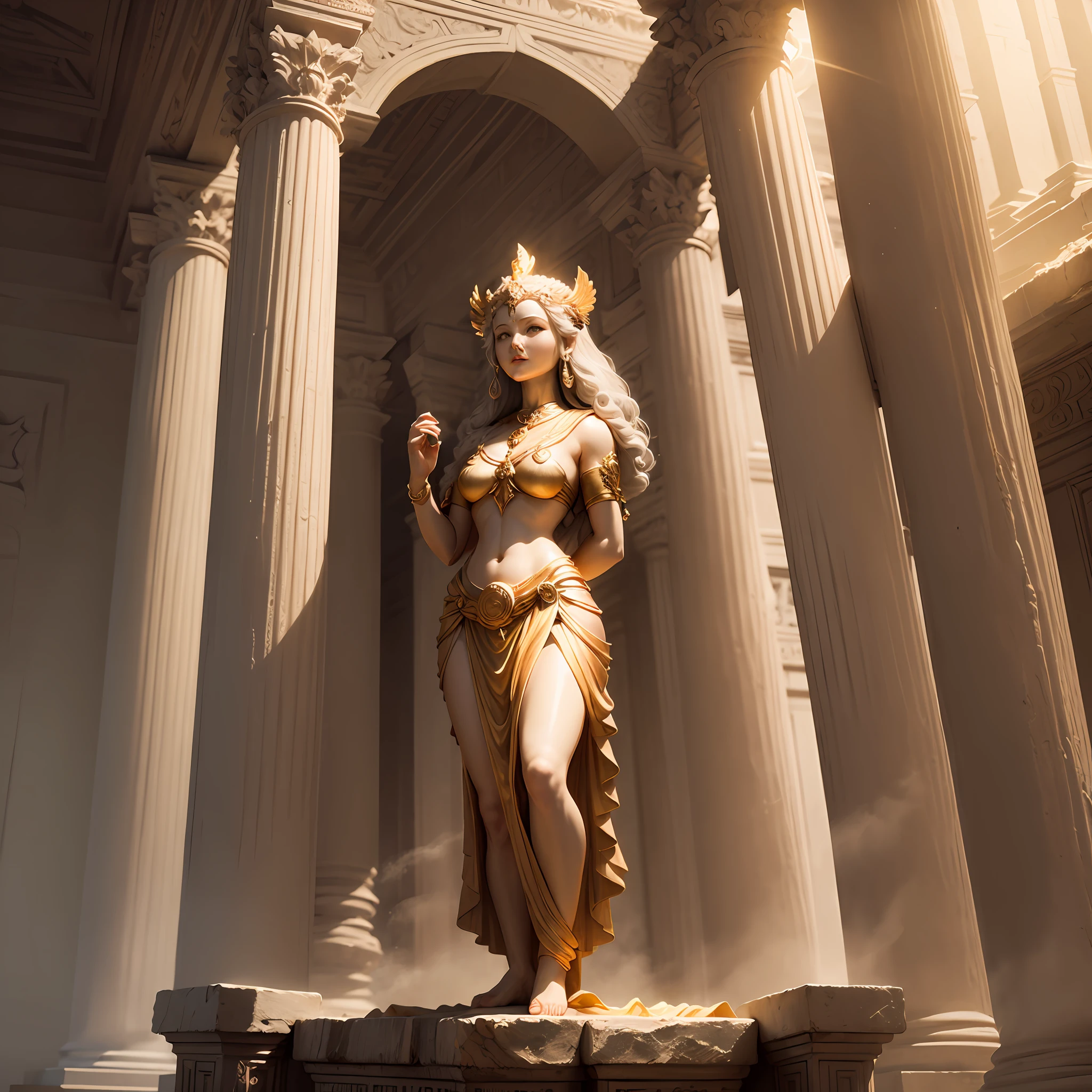 Goddess of victory and goddess of wisdom，lunar goddess，The goddess of youth is in the temple，The light is golden --auto