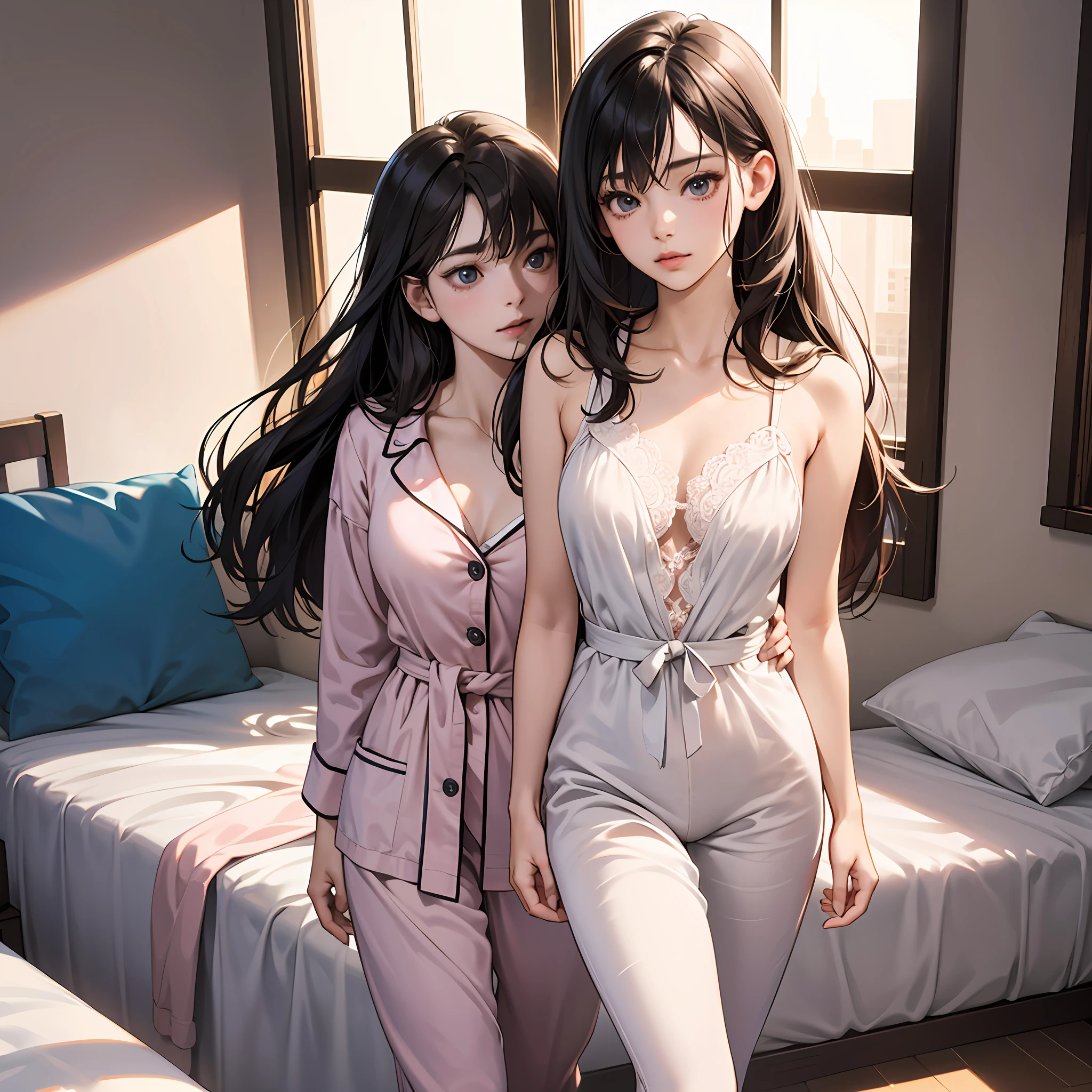 8K,best qualtiy,tmasterpiece:1.2),realisticlying,超高分辨率,intricately details, 1girll,beautiful face,pyjamas,The upper part of the body,standing on your feet,wide wide shot,hyper realistic schoolgirl,hyper realistic schoolgirl,Realistic anime 3 D style,,Smooth anime CG art,3d anime realistic,Beautiful Anime High School Girls,photorealistic anime,Realistic young anime girl(8K,best qualtiy,tmasterpiece:1.2)Sakimichan HDRI,pyjamas,Lace,bshoulders,Full naked chest --auto