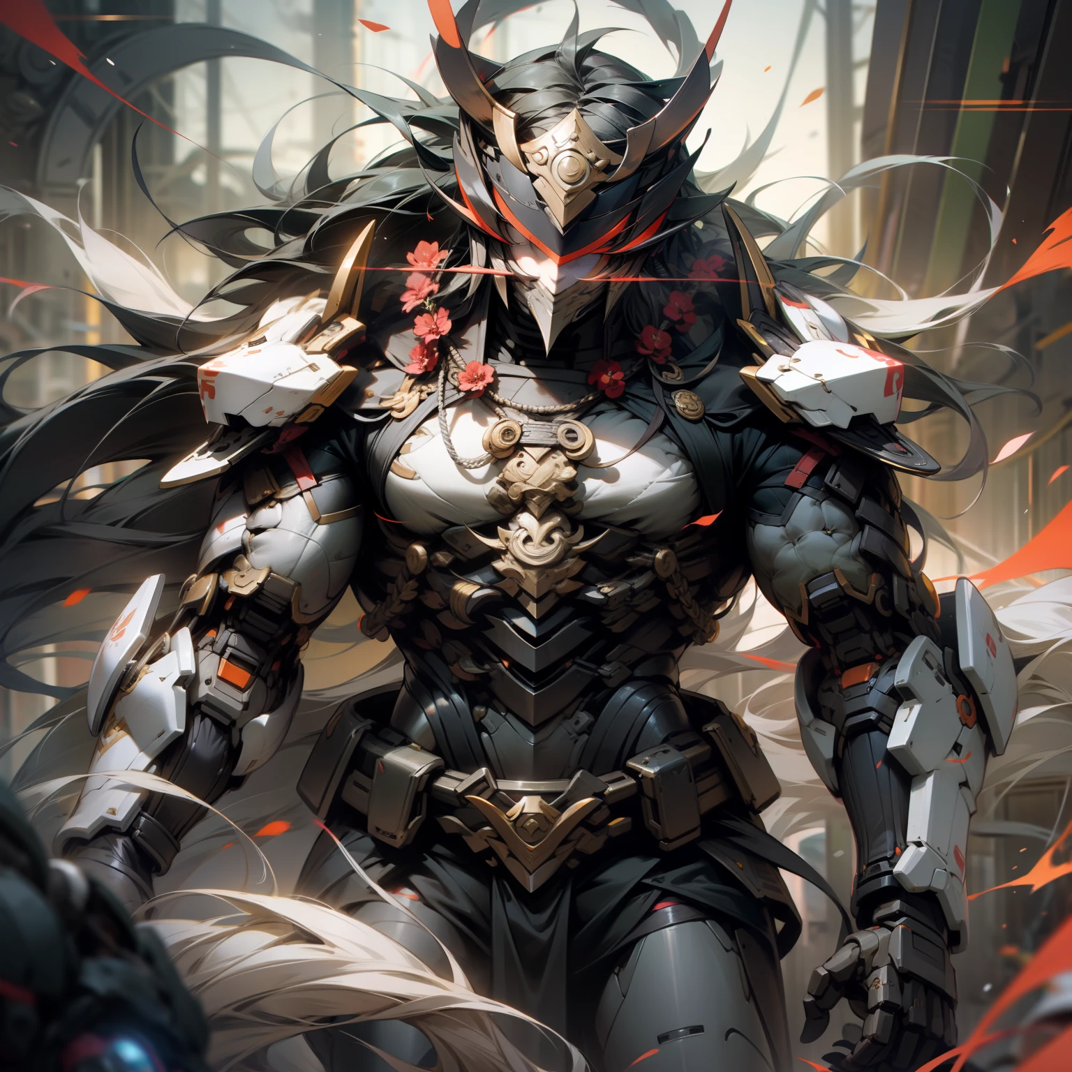 (Li Kui kills Lu Bu)Male carnal games，Masterpiece cyberpunk muscular robot futuristic。