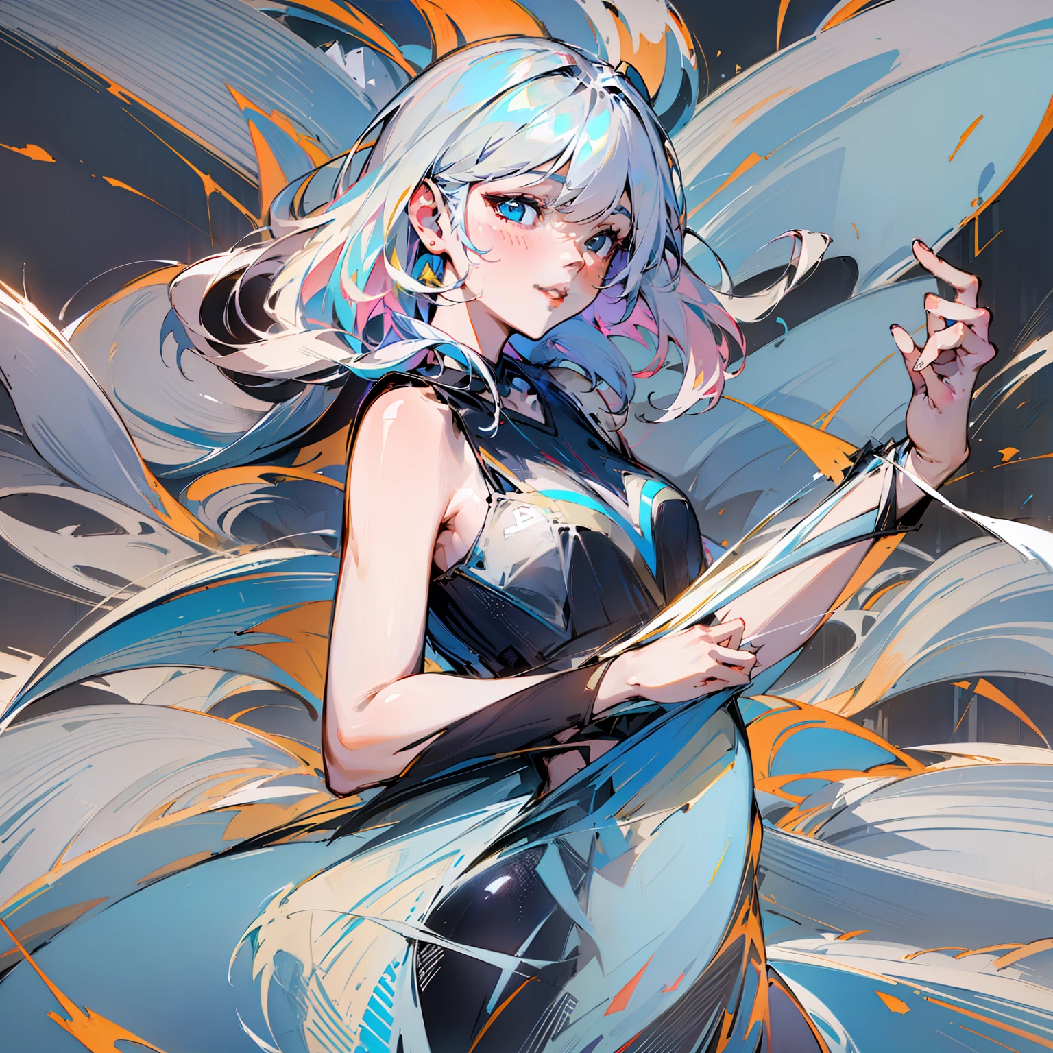 Beautiful white-haired two-dimensional girl with spiritual awakening,Smile symmetrically all over and close your eyes,intricately details,Ethereal mysterious environment of the universe,Named after Greg Rutkowski,RHADS,Beeple,Lois van Baarle,Ilya Kuvshinov,Rossdraws,Tom Bagshaw,A masterpiece made by Alfonse Mucha's brushstroke style,Ultra-high resolution, high quality。
