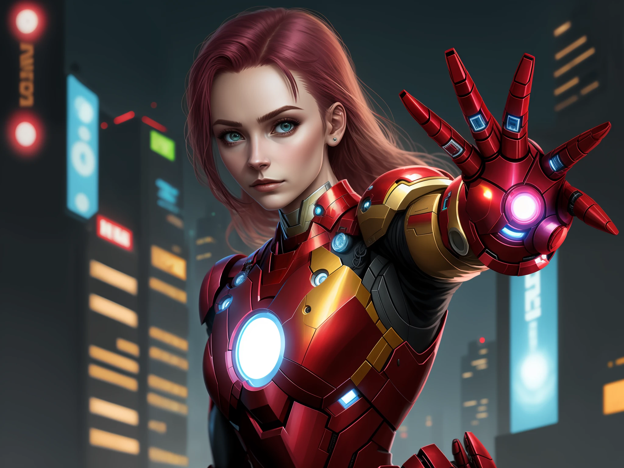 Cyberpunk female version of Iron Man